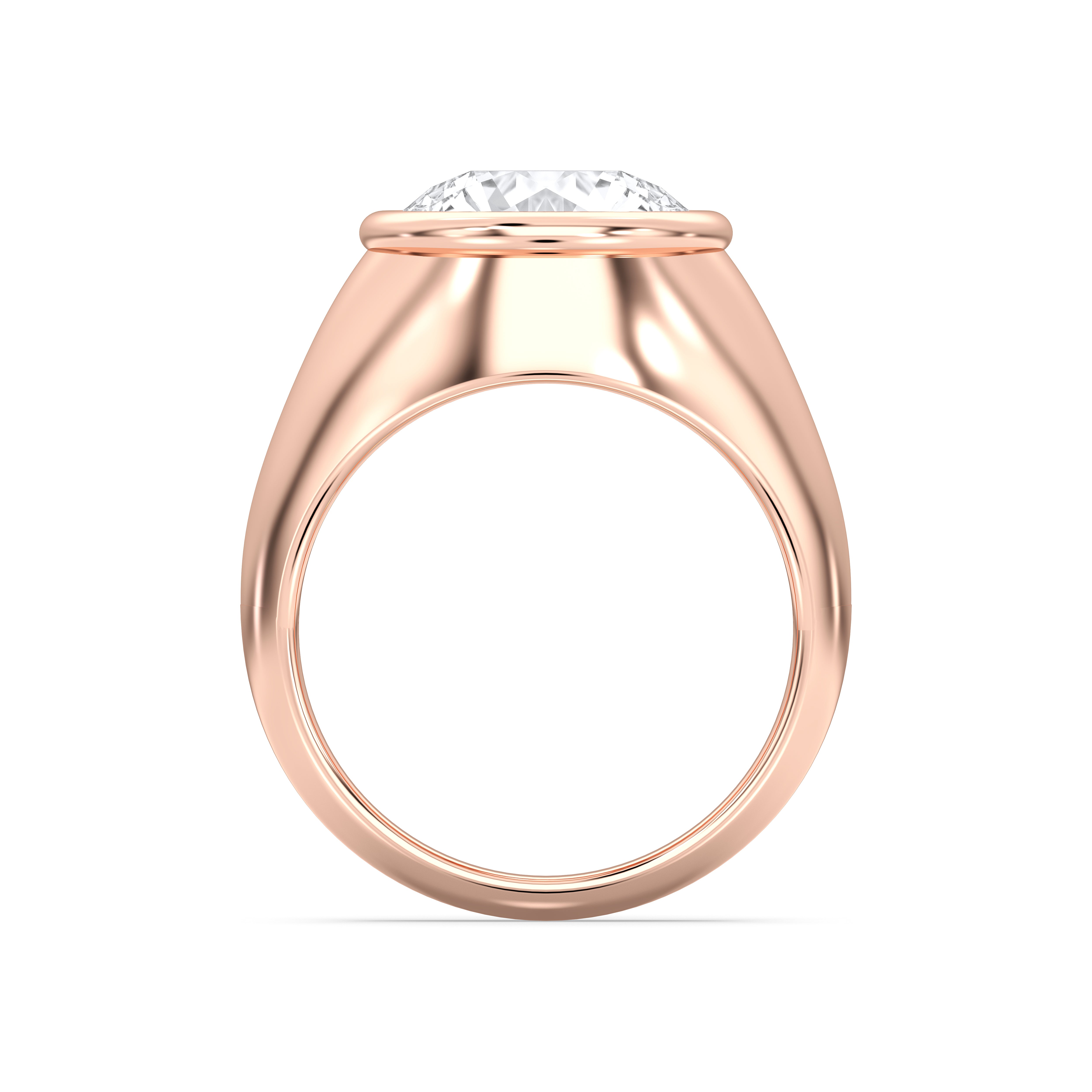 4.50 Carat Round Cut Lab Grown Diamond Bezel Set Solitaire Ring in Solid Gold for Her
