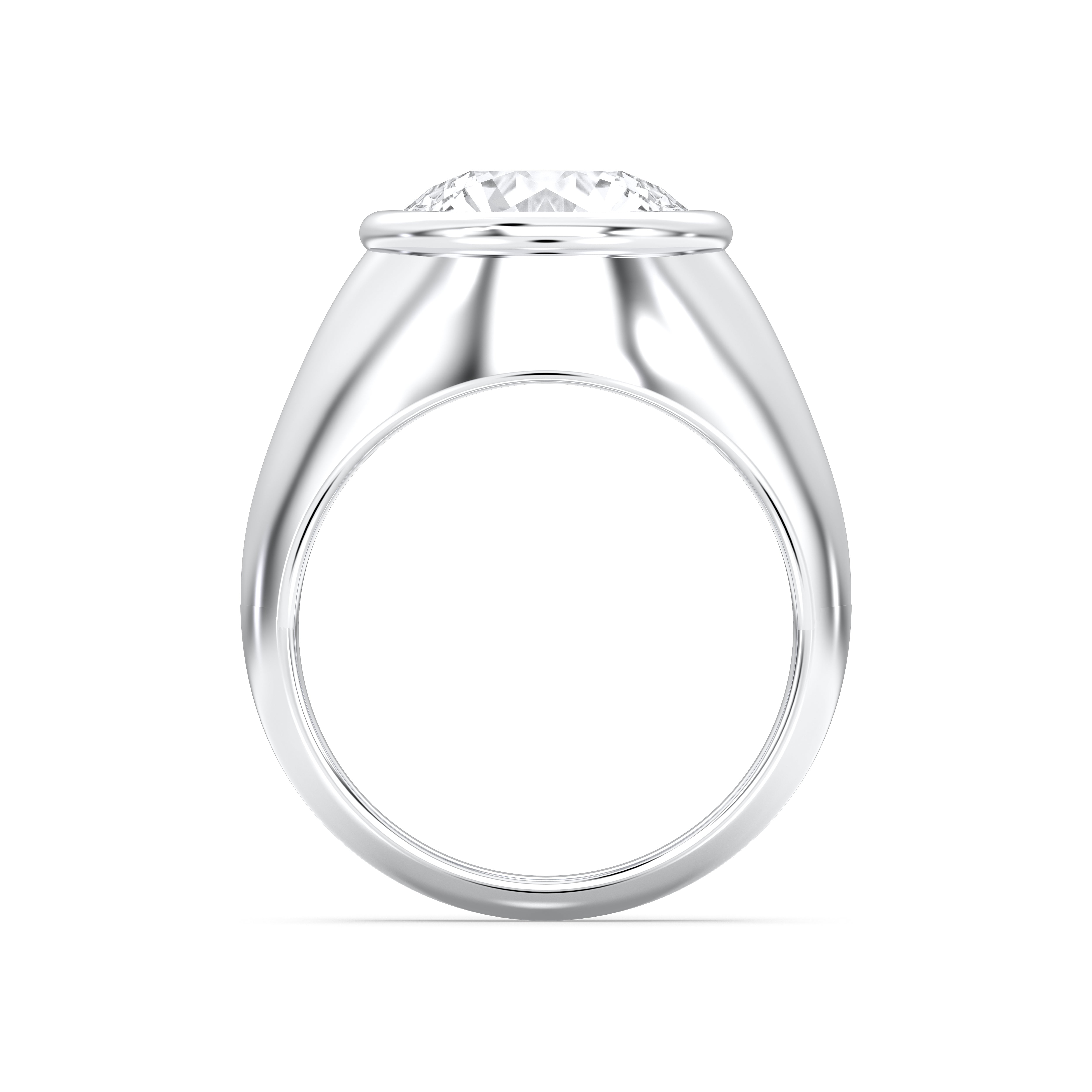 4.50 Carat Round Cut Lab Grown Diamond Bezel Set Solitaire Ring in Solid Gold for Her