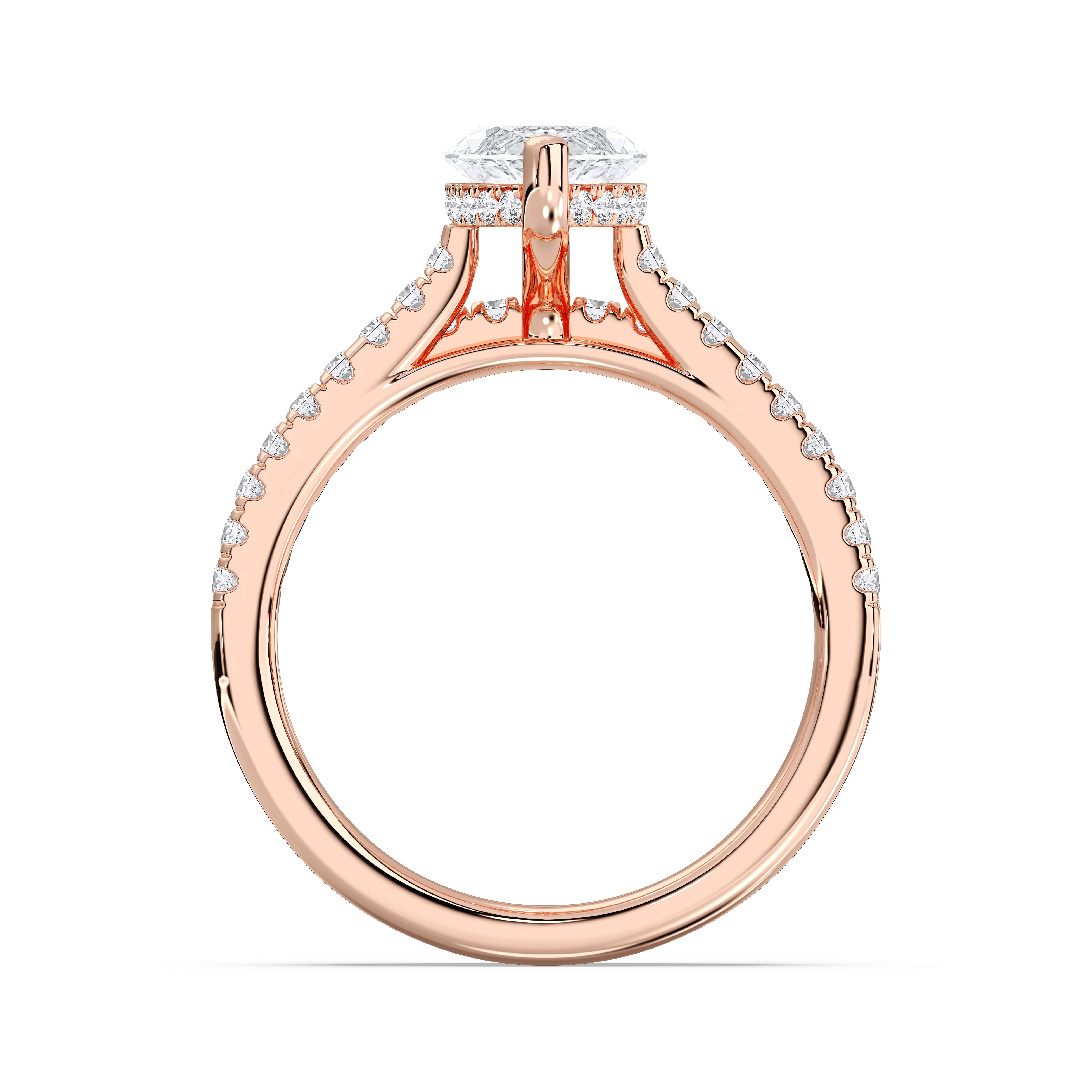 2.56 Carat Marquise & Round Cut Lab Grown Diamond Solitaire Engagement Ring With Matching Wedding Band in Solid Gold