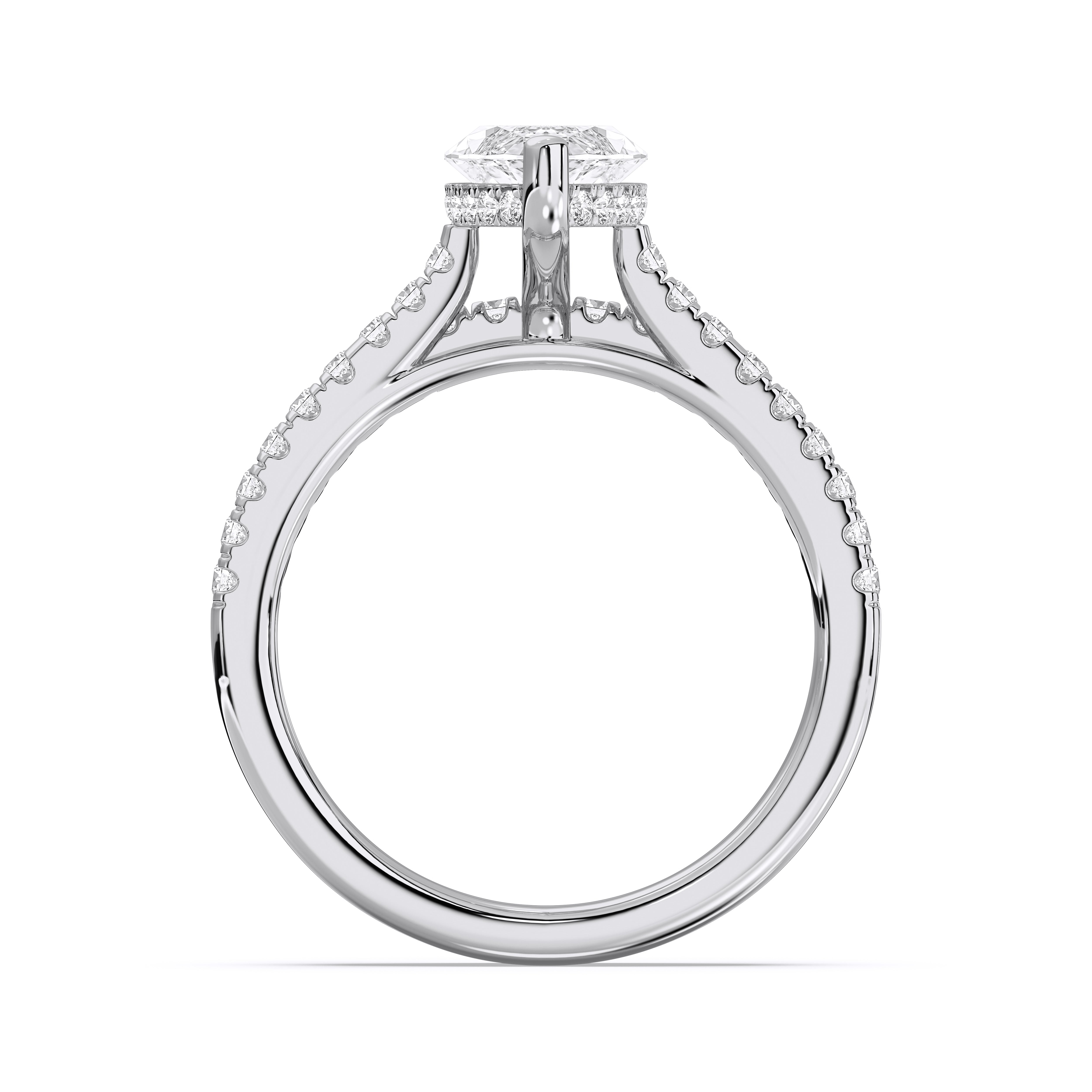 2.56 Carat Marquise & Round Cut Lab Grown Diamond Solitaire Engagement Ring With Matching Wedding Band in Solid Gold