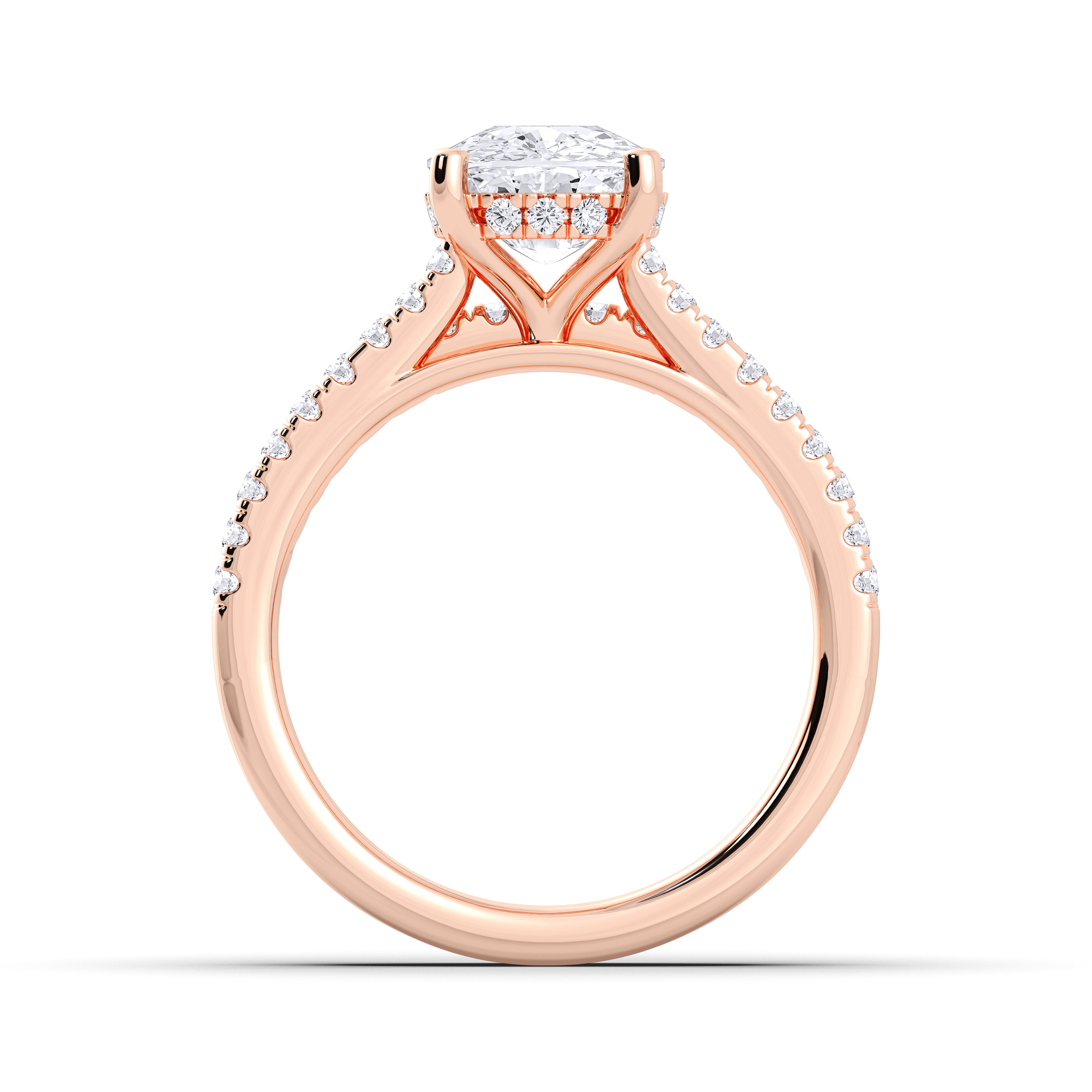 3.54 Carat Cushion & Round Cut Lab Grown Diamond Solitaire Engagement Ring With Matching Wedding Band in Solid Gold