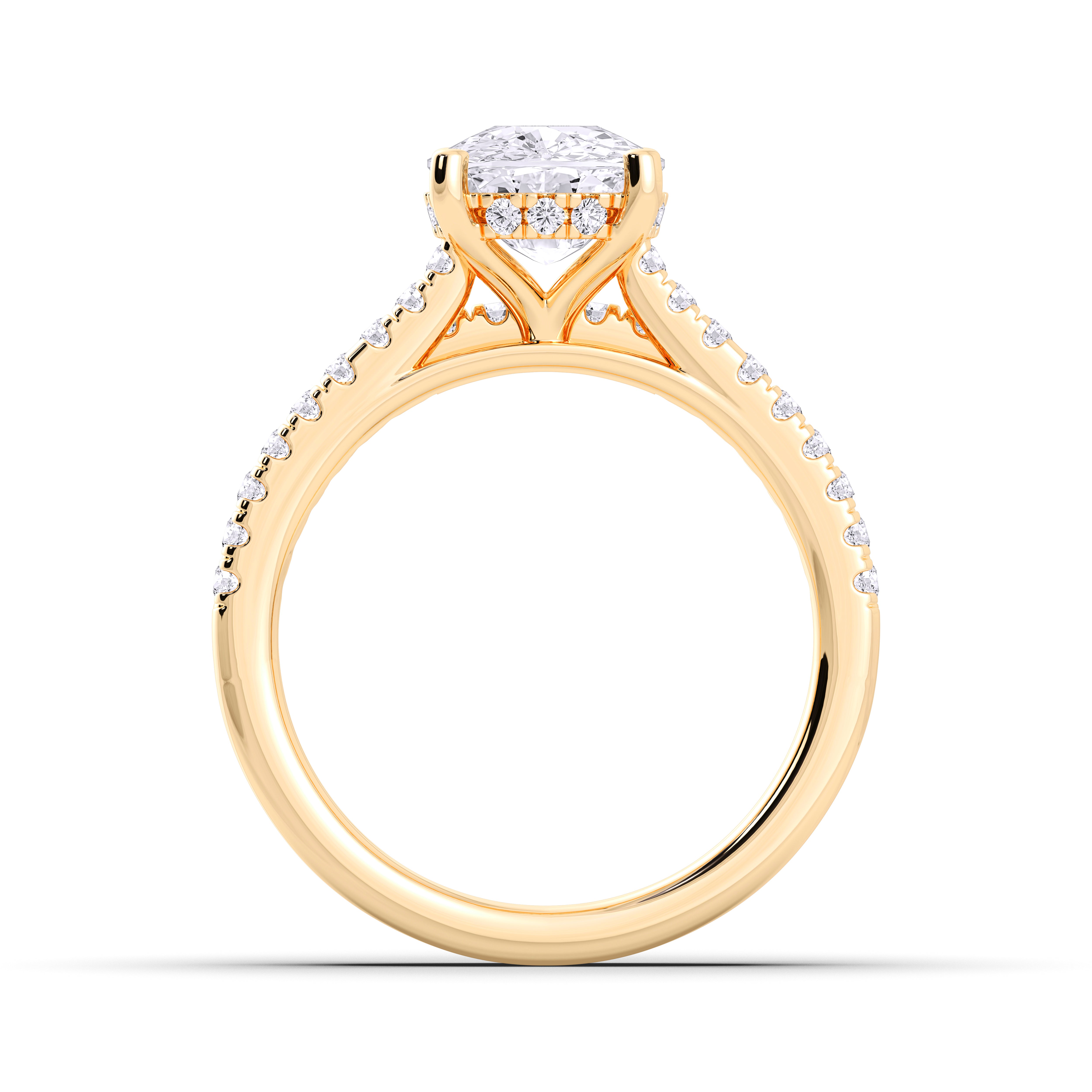 3.54 Carat Cushion & Round Cut Lab Grown Diamond Solitaire Engagement Ring With Matching Wedding Band in Solid Gold