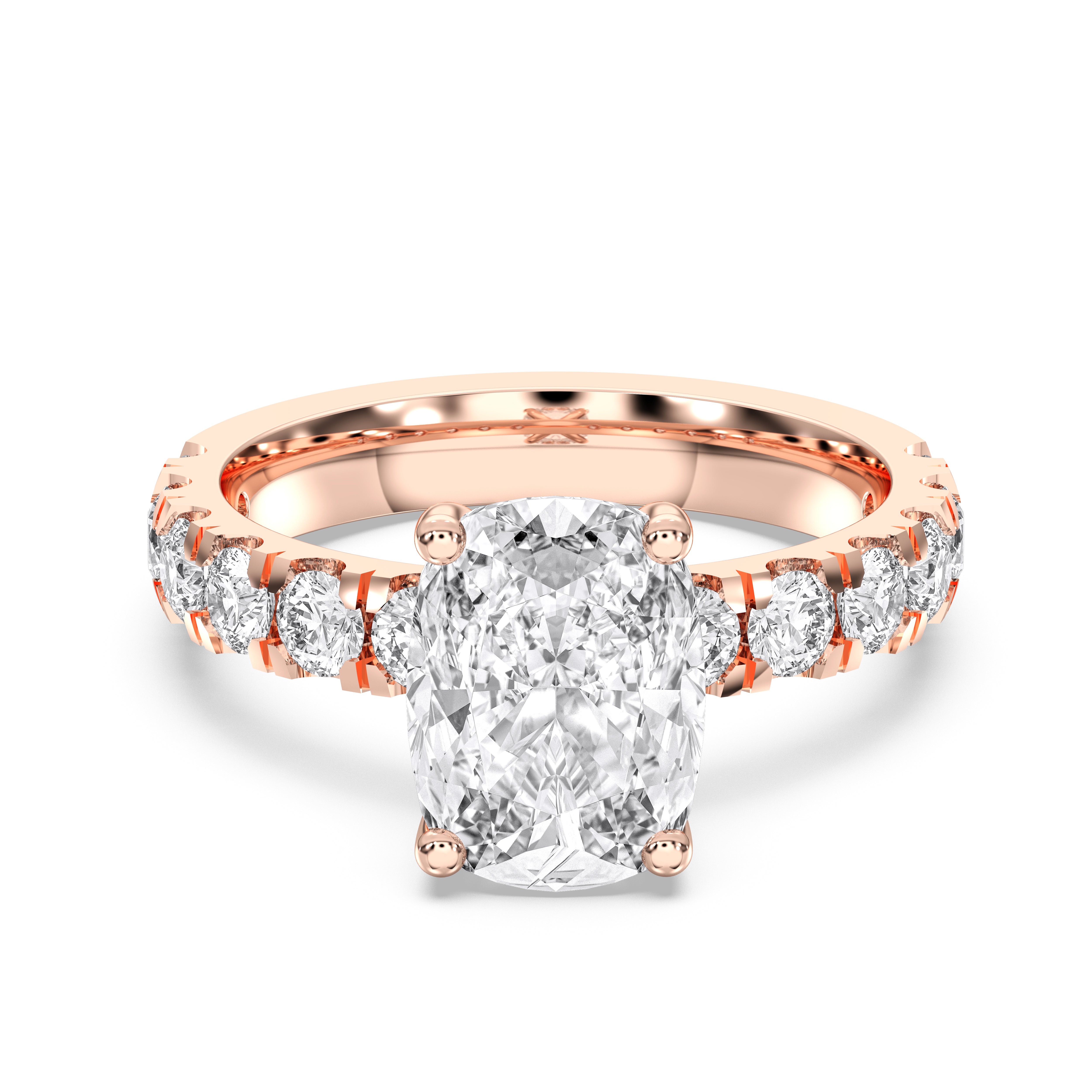 4.40 Carat Oval & Round Cut Lab Grown Diamond Engagement Ring