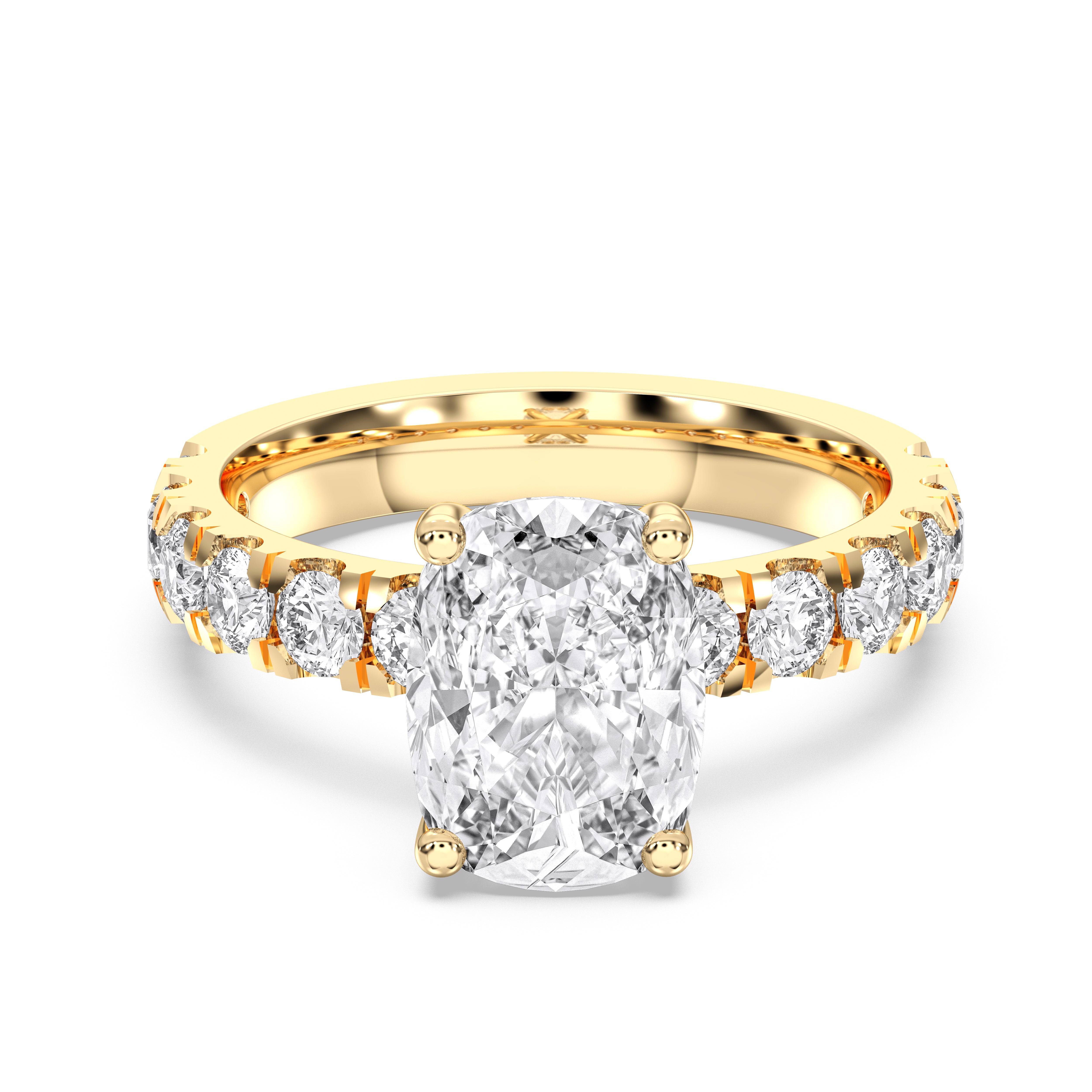 4.40 Carat Oval & Round Cut Lab Grown Diamond Engagement Ring