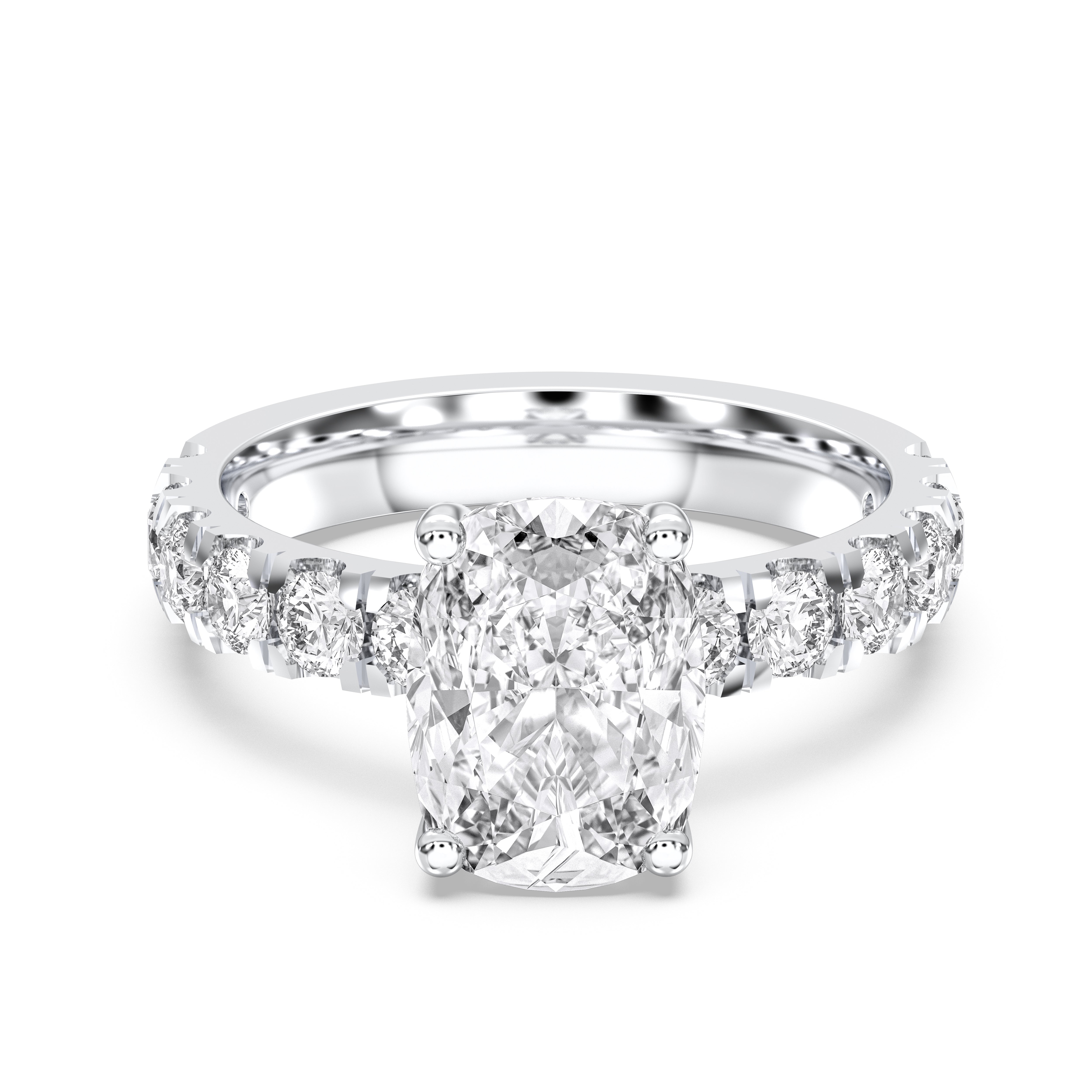 4.40 Carat Oval & Round Cut Lab Grown Diamond Engagement Ring