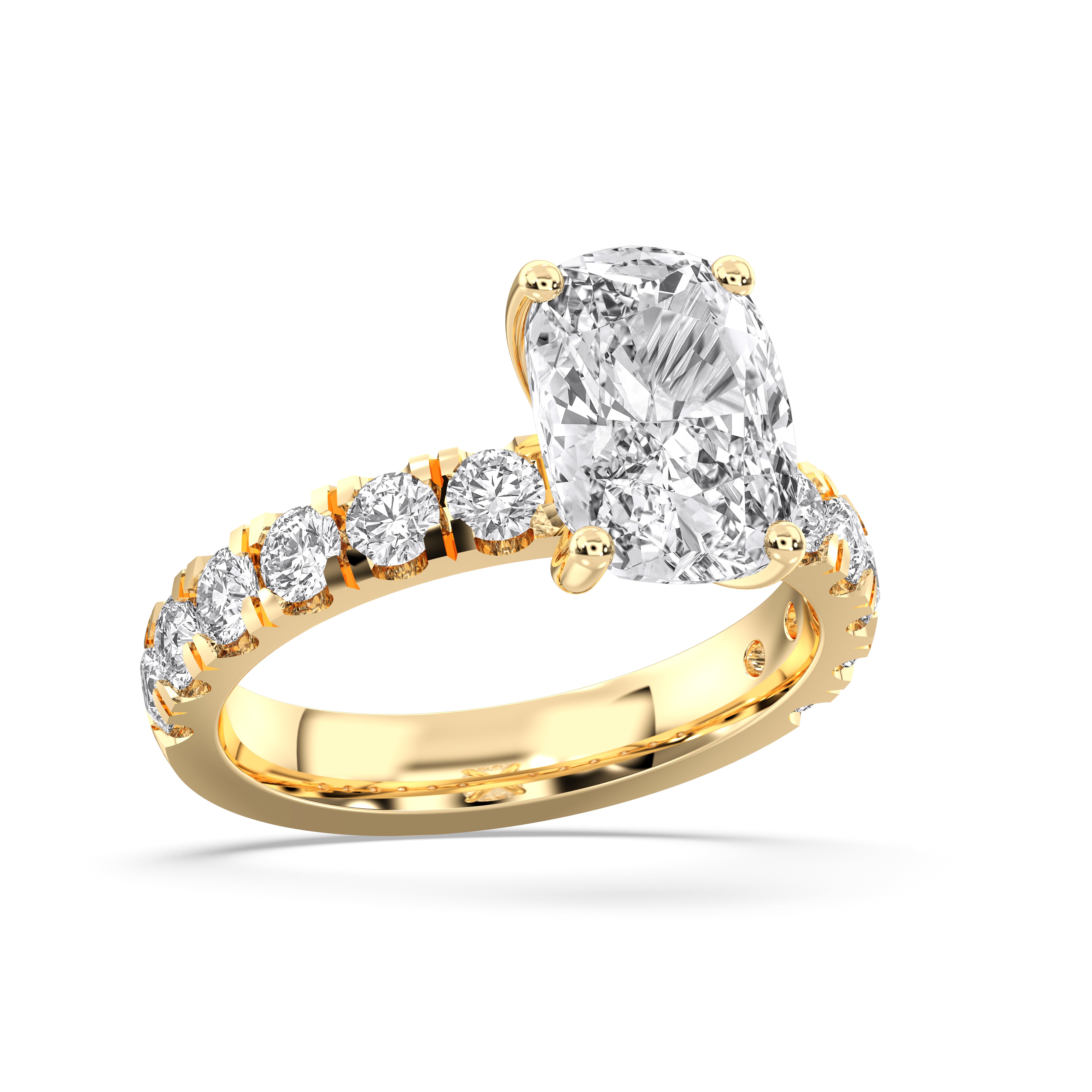 4.40 Carat Oval & Round Cut Lab Grown Diamond Engagement Ring