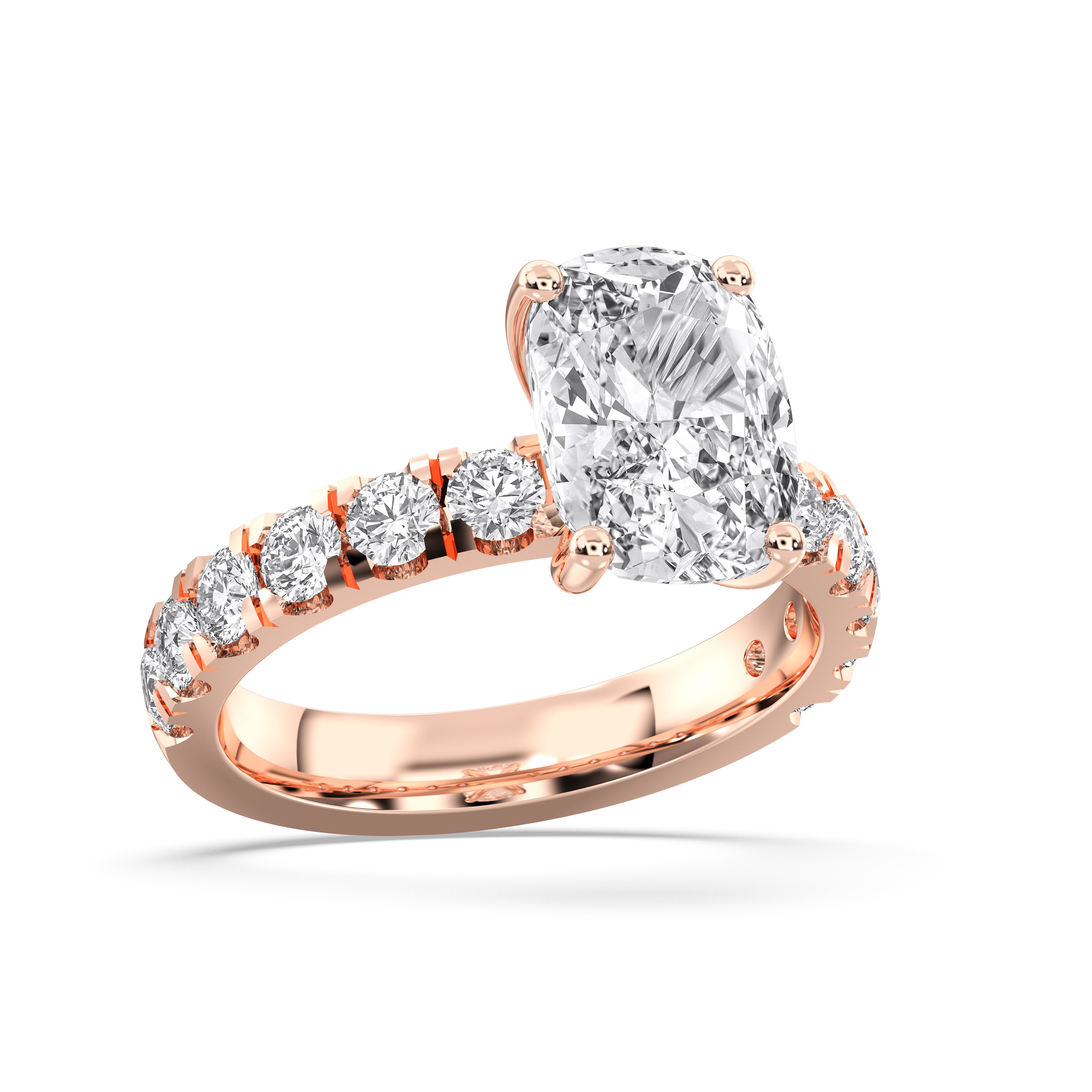 4.40 Carat Oval & Round Cut Lab Grown Diamond Engagement Ring