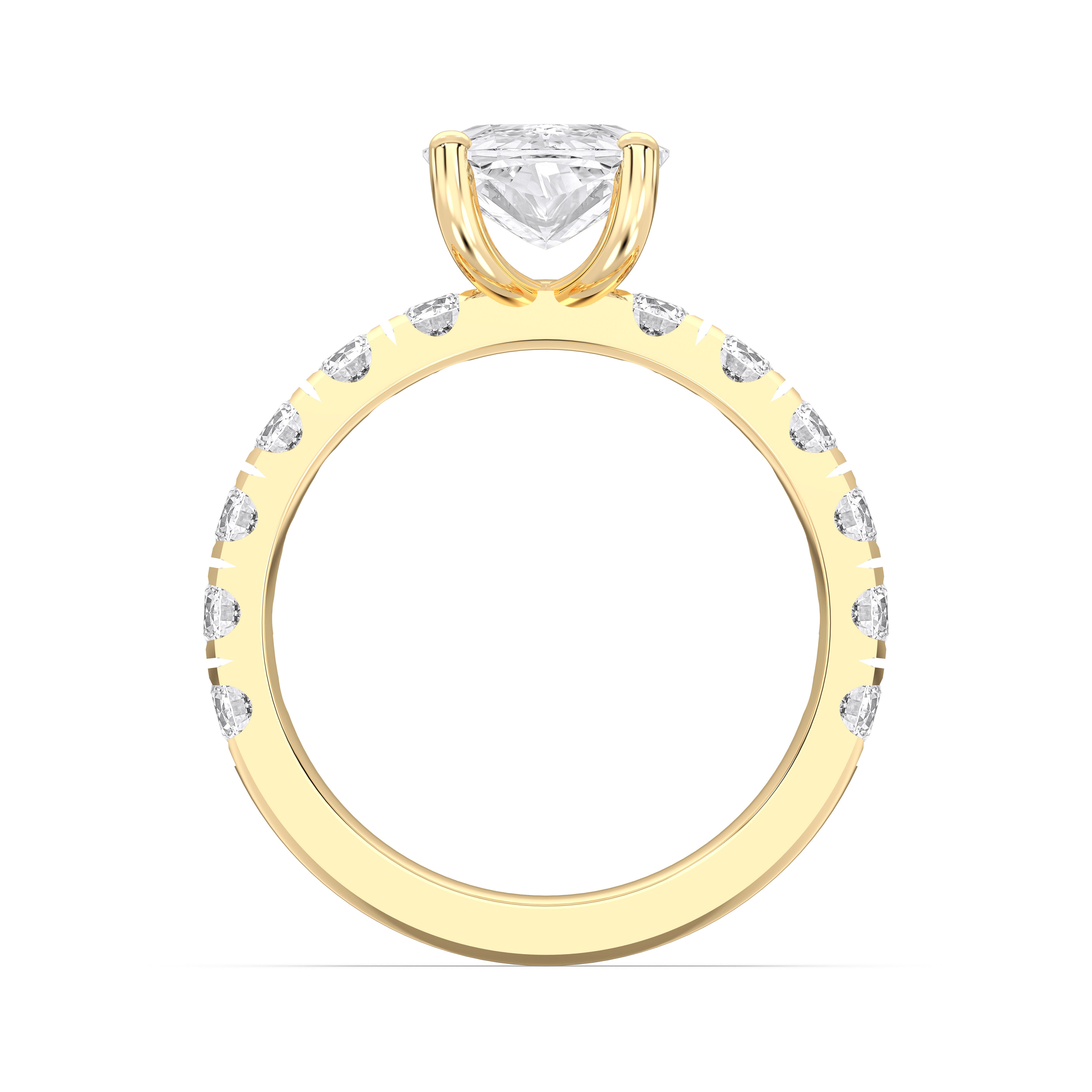 4.40 Carat Oval & Round Cut Lab Grown Diamond Engagement Ring