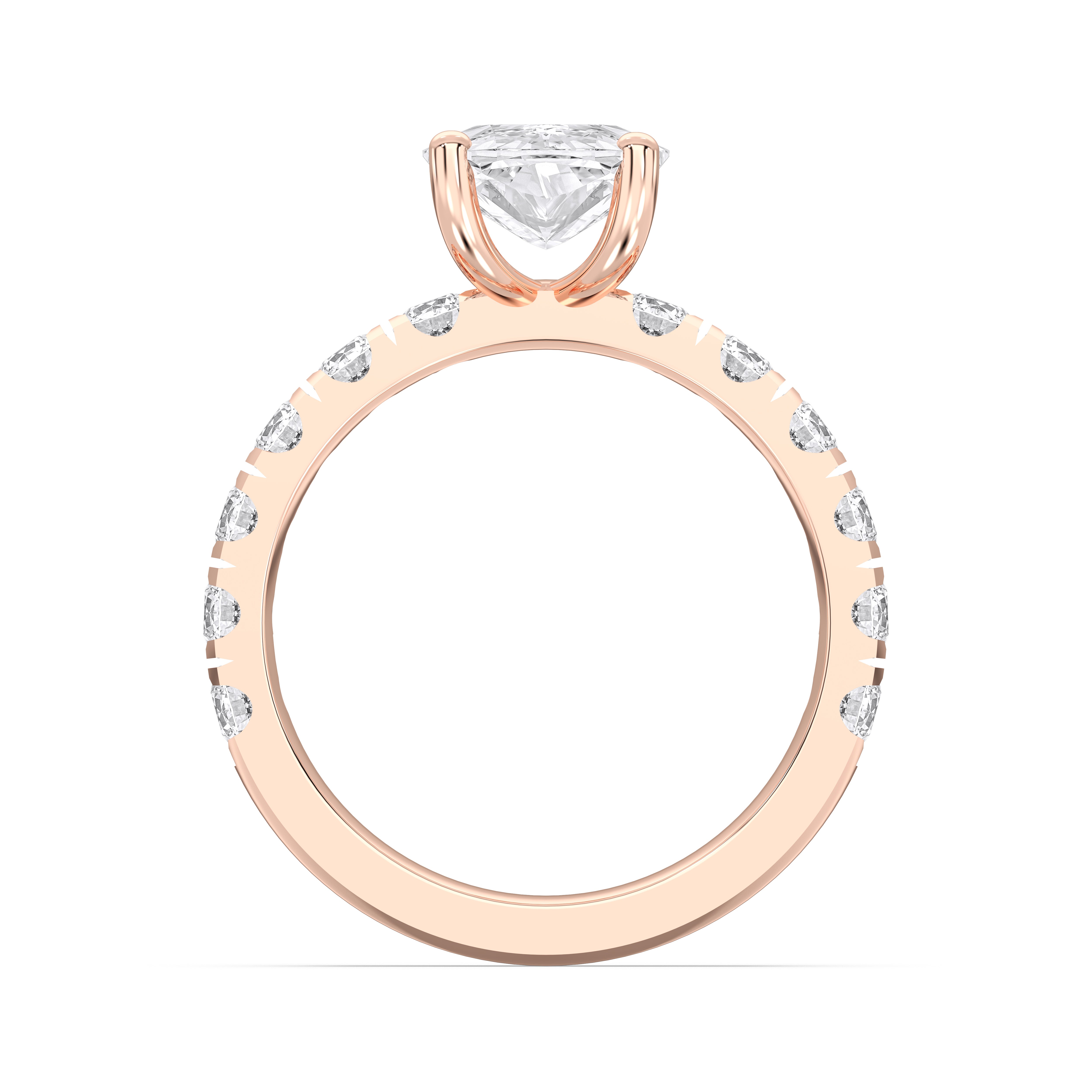 4.40 Carat Oval & Round Cut Lab Grown Diamond Engagement Ring