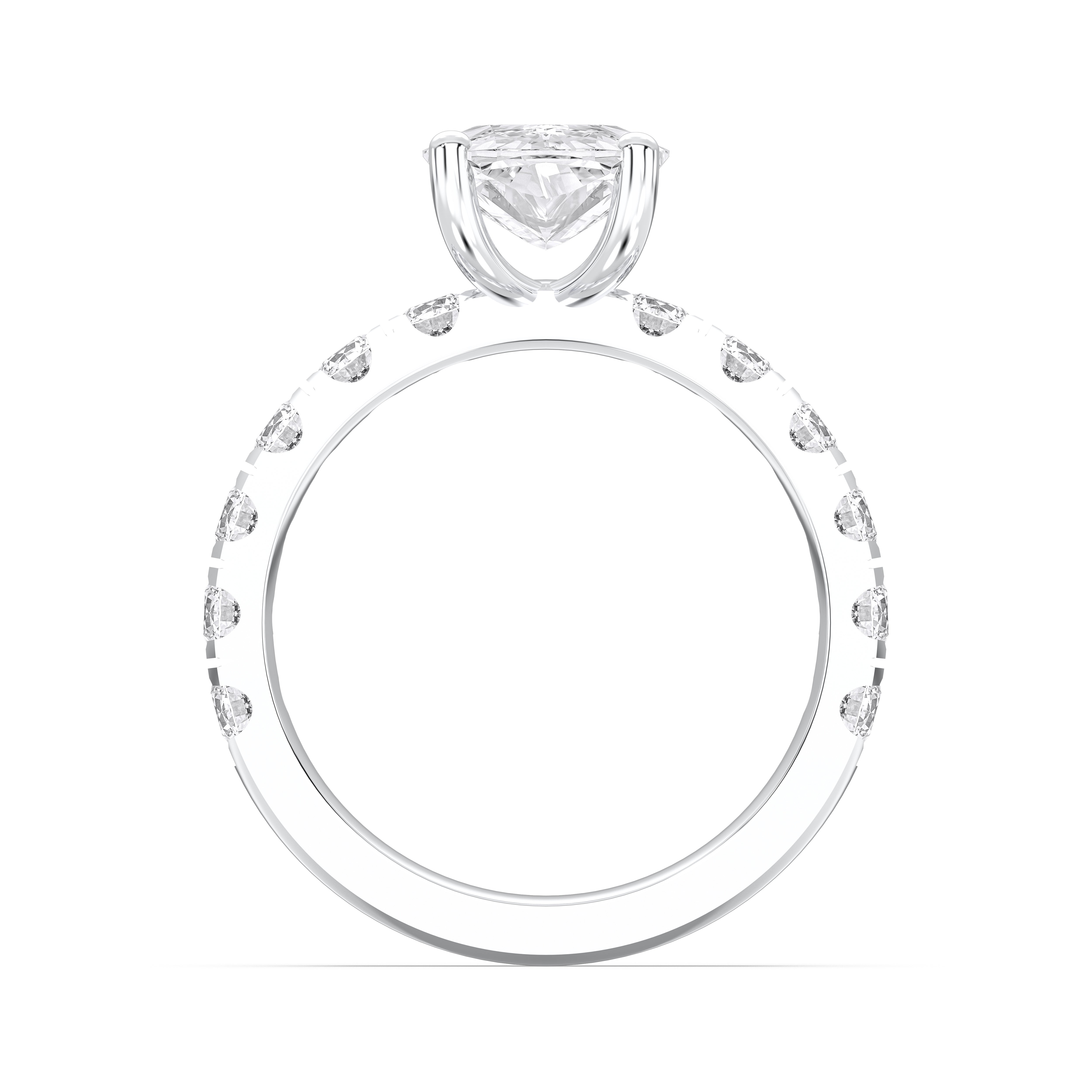 4.40 Carat Oval & Round Cut Lab Grown Diamond Engagement Ring