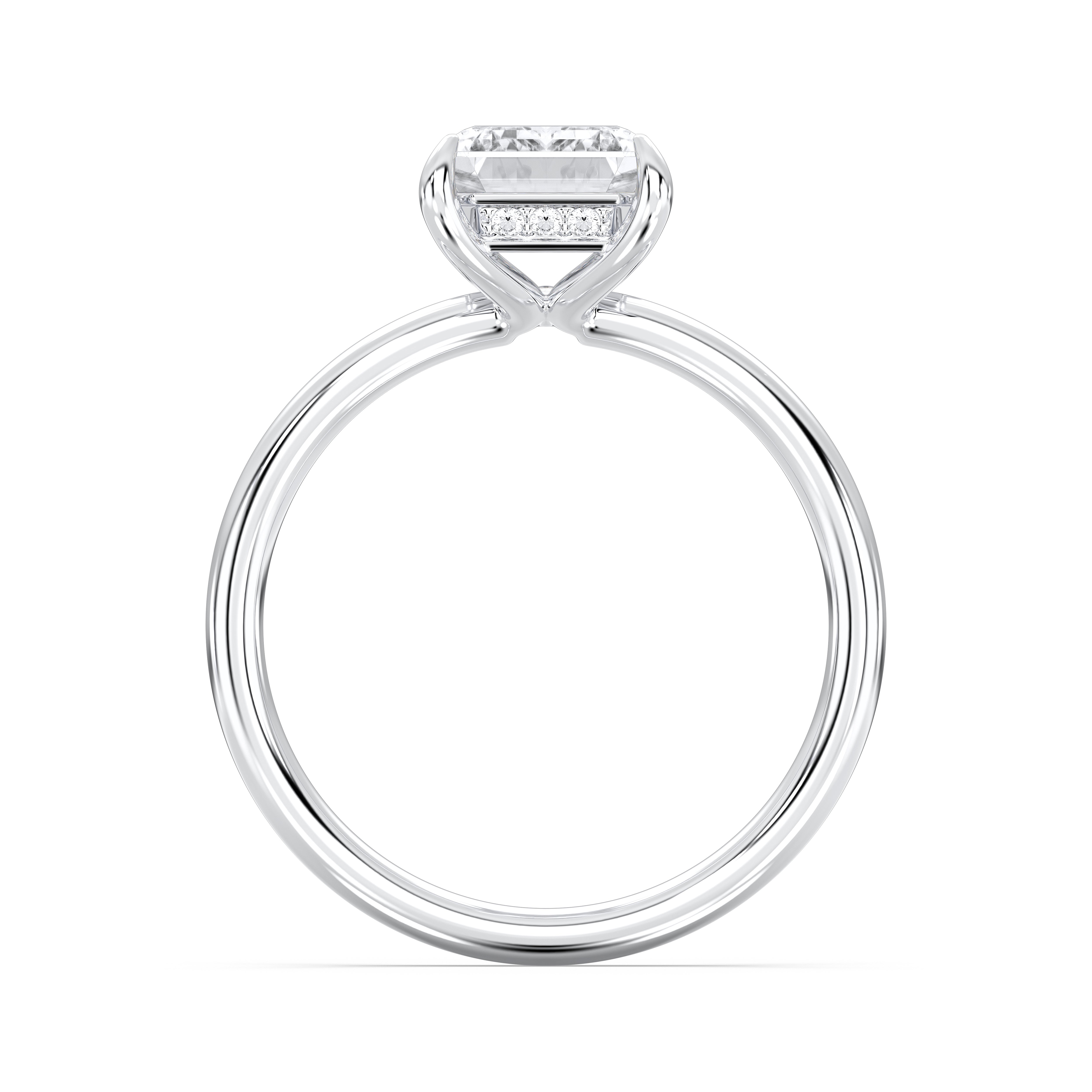 3 Carat Emerald & Round Shape Lab Grown Diamond Prong Set Solitaire Ring in Solid Gold for Her