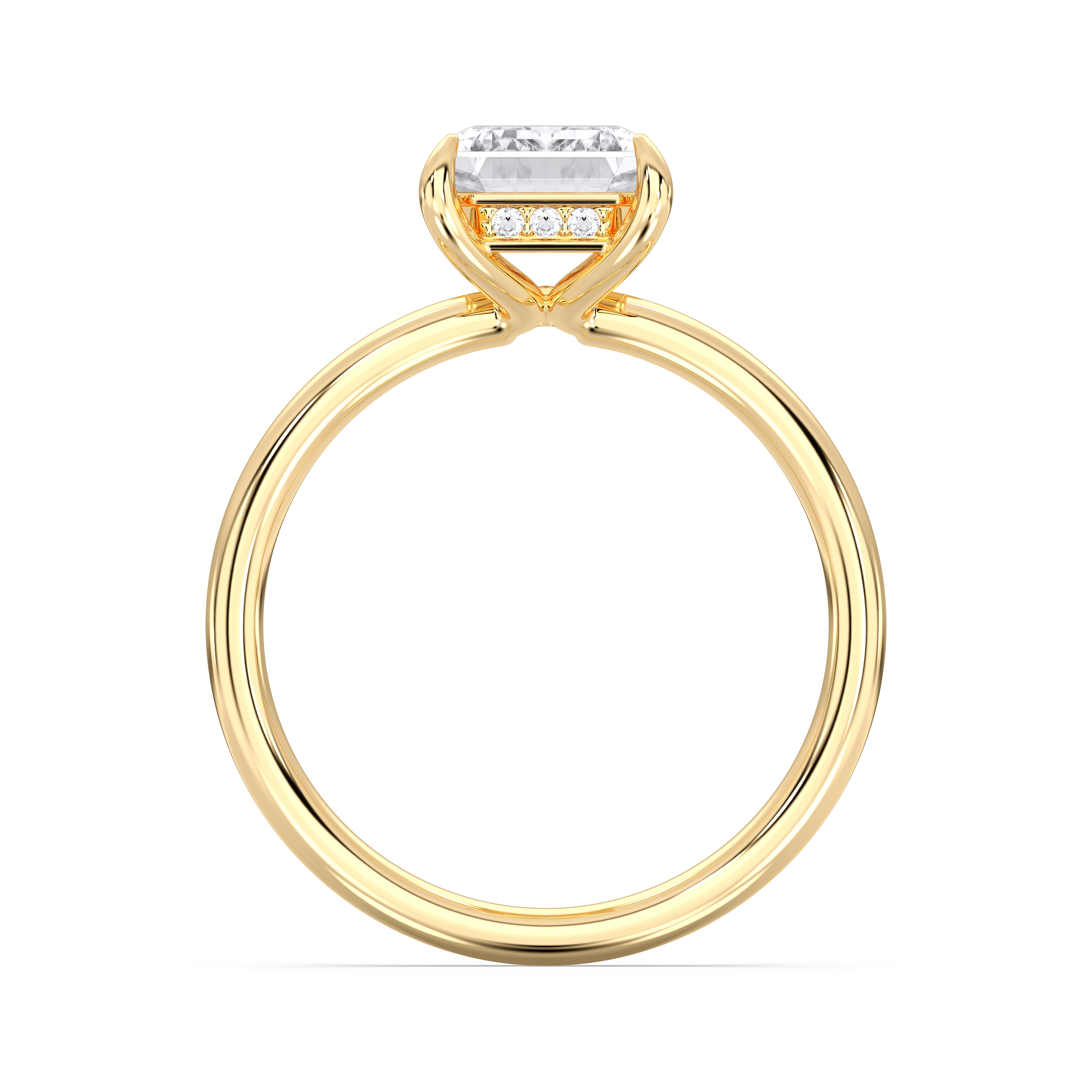 3 Carat Emerald & Round Shape Lab Grown Diamond Prong Set Solitaire Ring in Solid Gold for Her