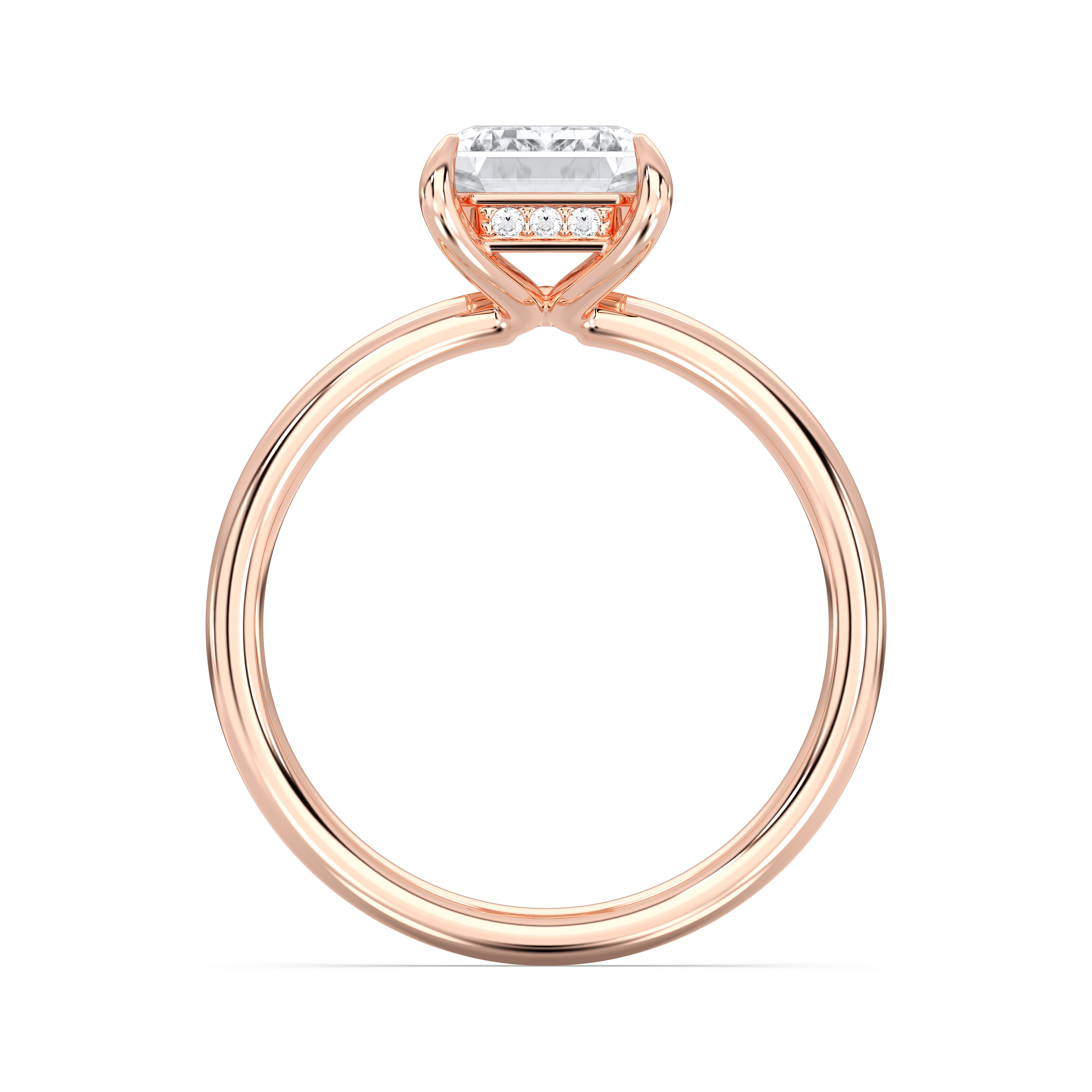 3 Carat Emerald & Round Shape Lab Grown Diamond Prong Set Solitaire Ring in Solid Gold for Her