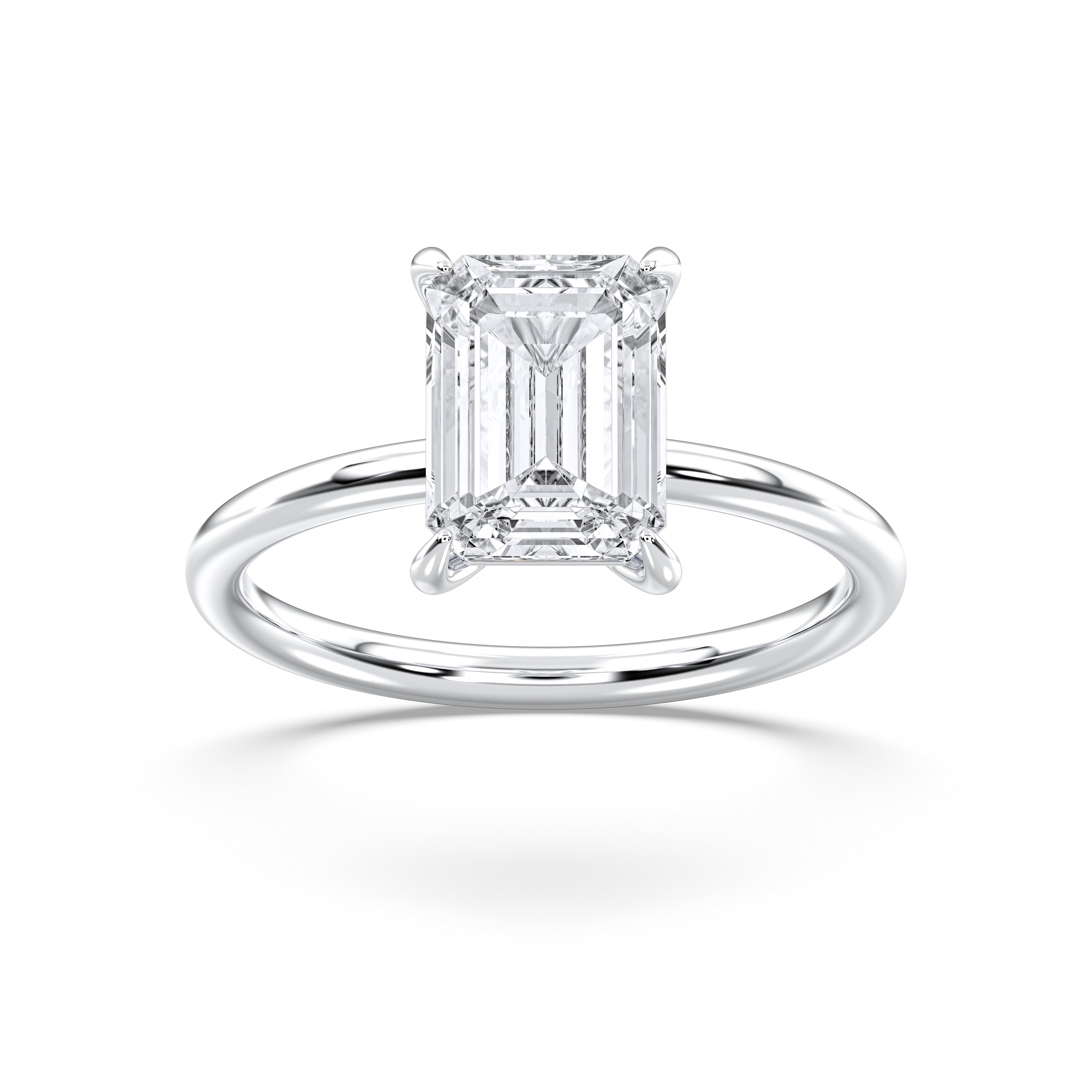 3 Carat Emerald & Round Shape Lab Grown Diamond Prong Set Solitaire Ring in Solid Gold for Her