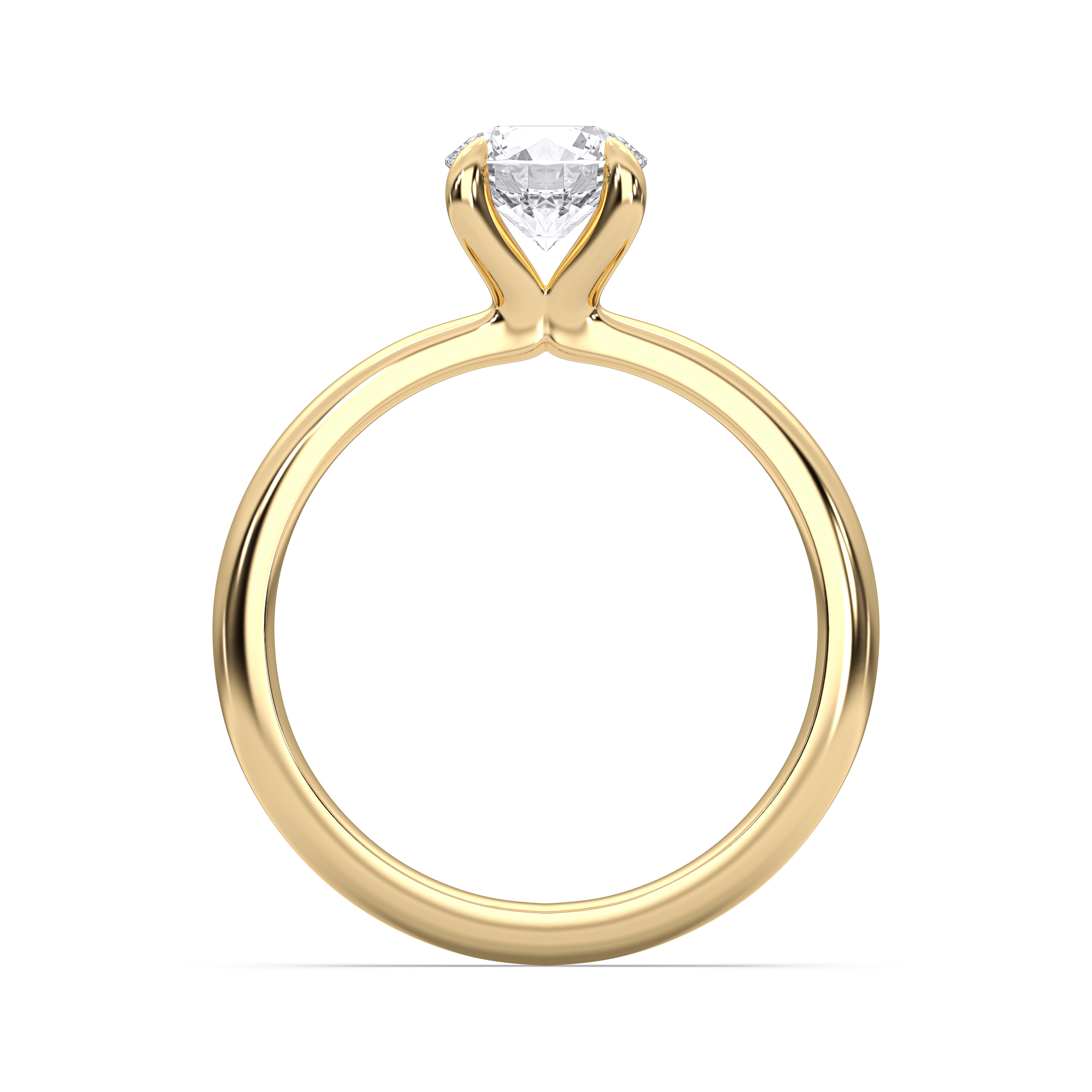 1 Carat Round Cut Lab Grown Diamond Prong Set Solitaire Ring in Solid Gold for Women