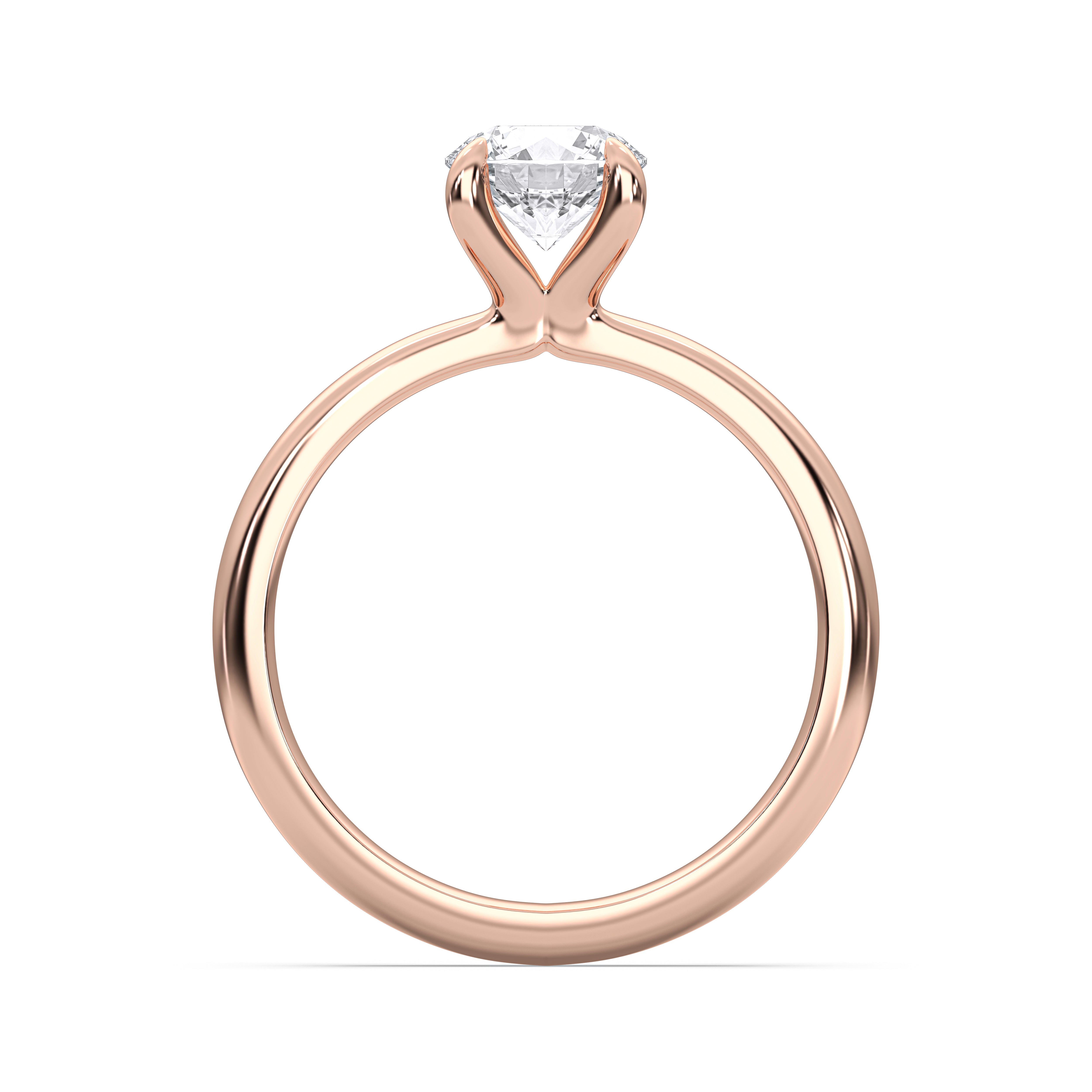 1 Carat Round Cut Lab Grown Diamond Prong Set Solitaire Ring in Solid Gold for Women