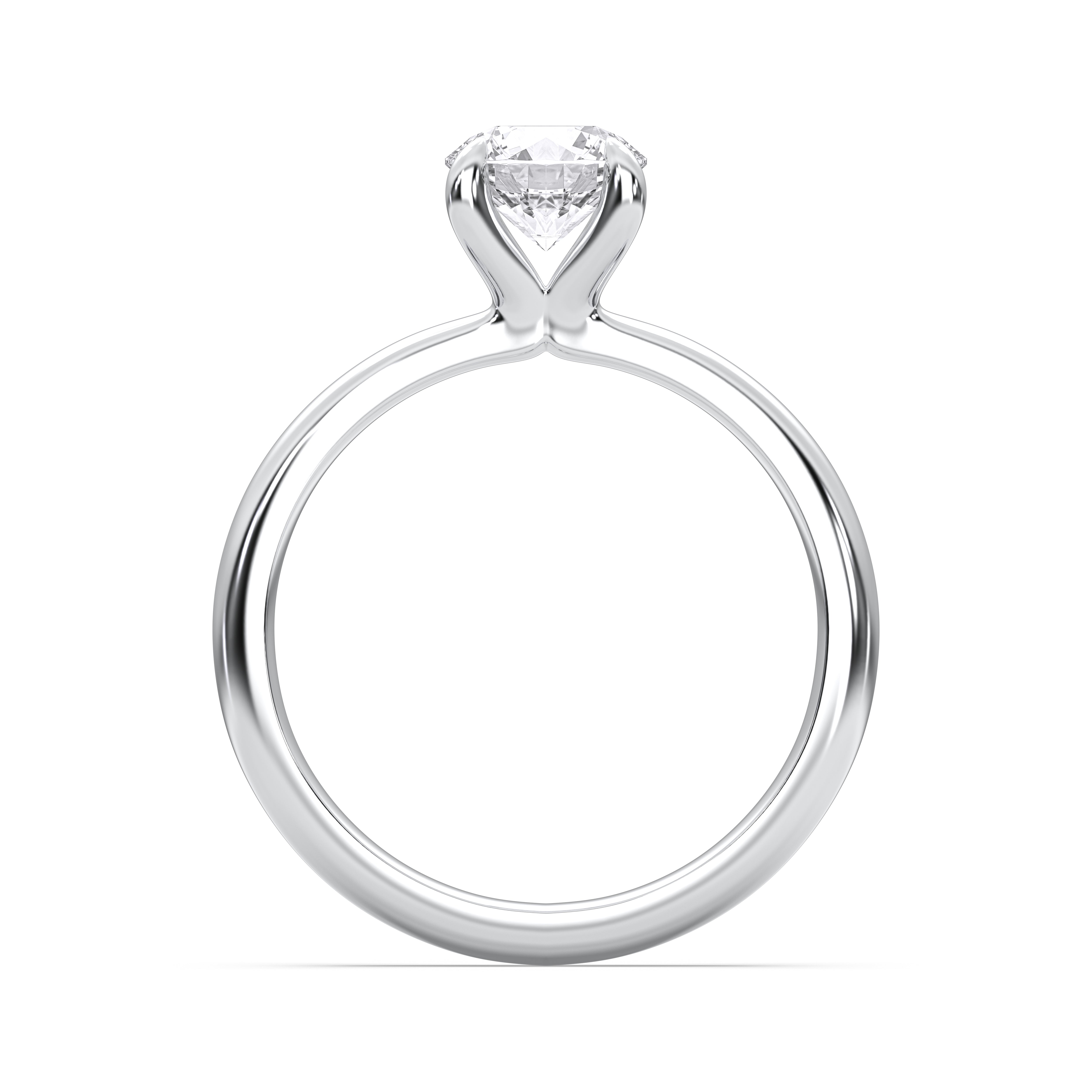 1 Carat Round Cut Lab Grown Diamond Prong Set Solitaire Ring in Solid Gold for Women