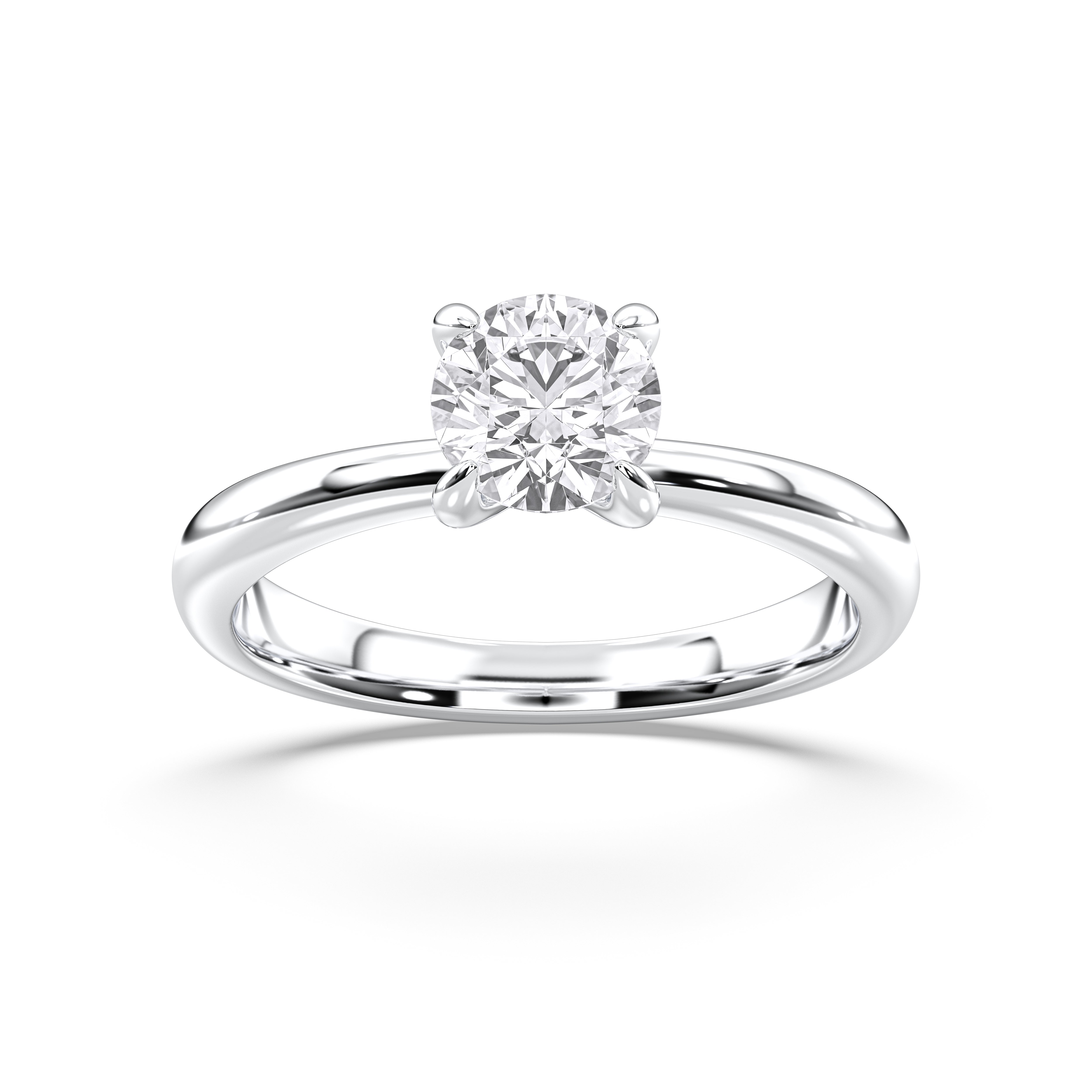 1 Carat Round Cut Lab Grown Diamond Prong Set Solitaire Ring in Solid Gold for Women