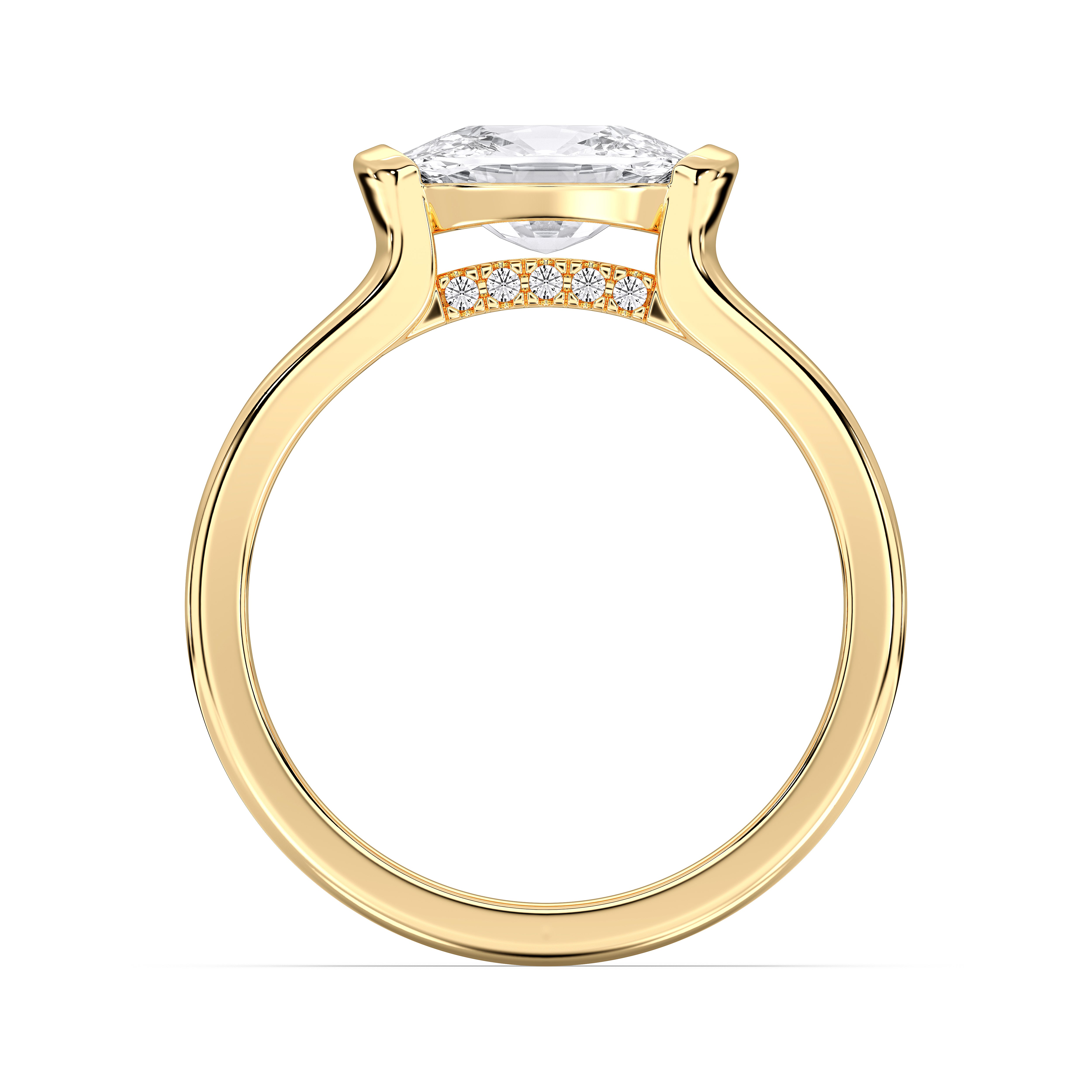 Cushion & Round 2 Carat Lab Grown Diamond Bar Set Solitaire Ring Solid Gold For Her