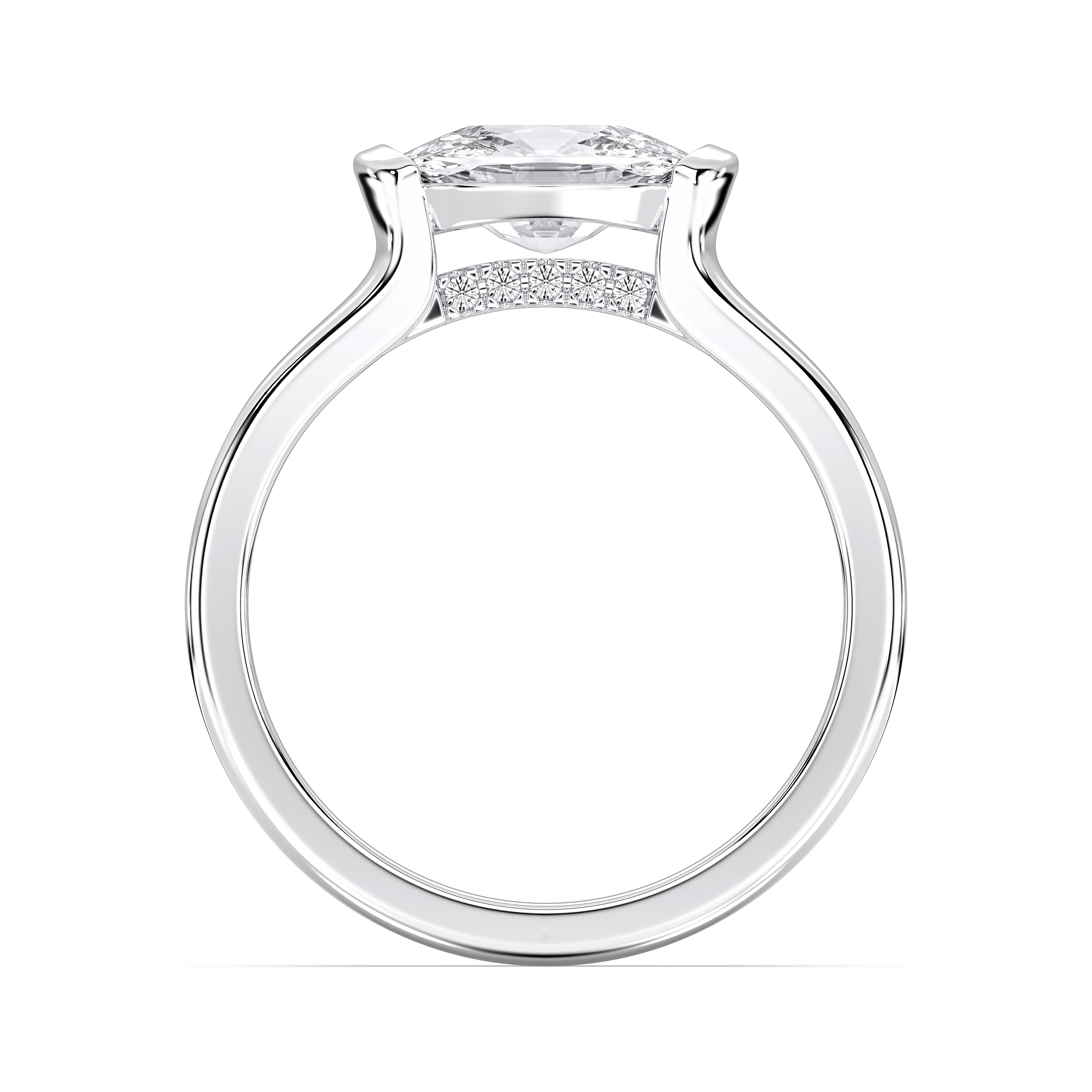 Cushion & Round 2 Carat Lab Grown Diamond Bar Set Solitaire Ring Solid Gold For Her