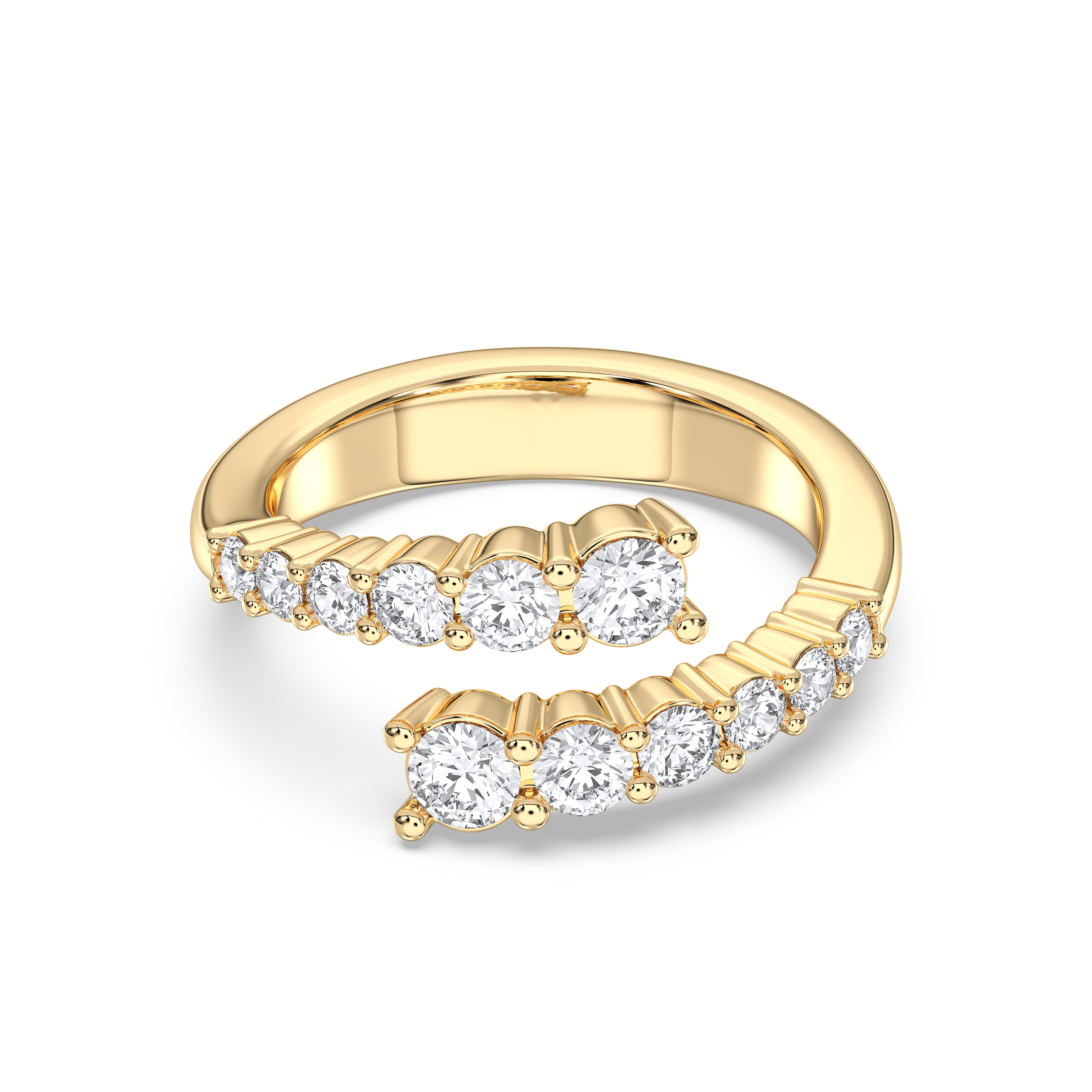 Round Cut 1.00 Carat Lab Grown Diamond Bypass Ring Made in Solid Gold