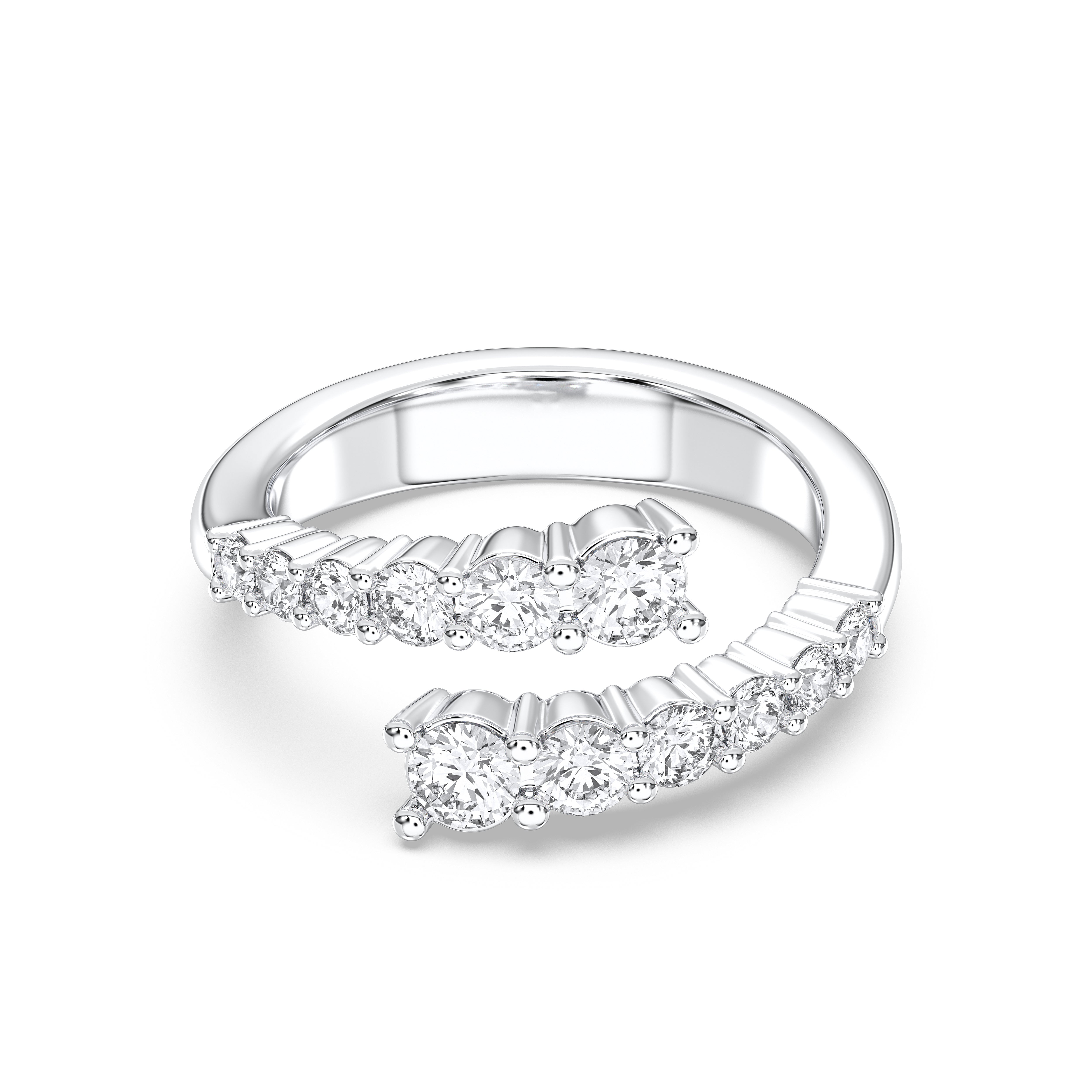 Round Cut 1.00 Carat Lab Grown Diamond Bypass Ring Made in Solid Gold