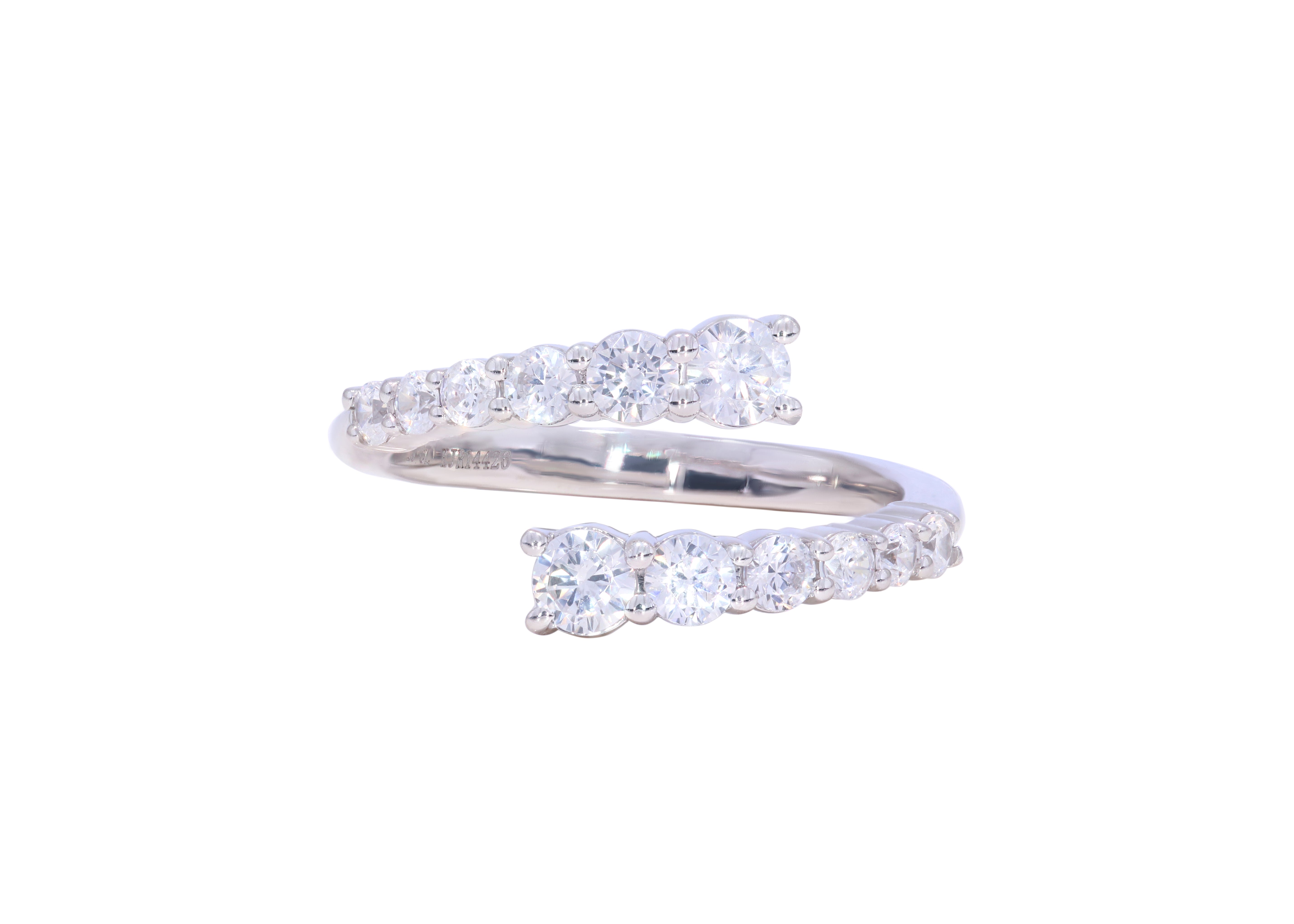 Round Cut 1.00 Carat Lab Grown Diamond Bypass Ring Made in Solid Gold