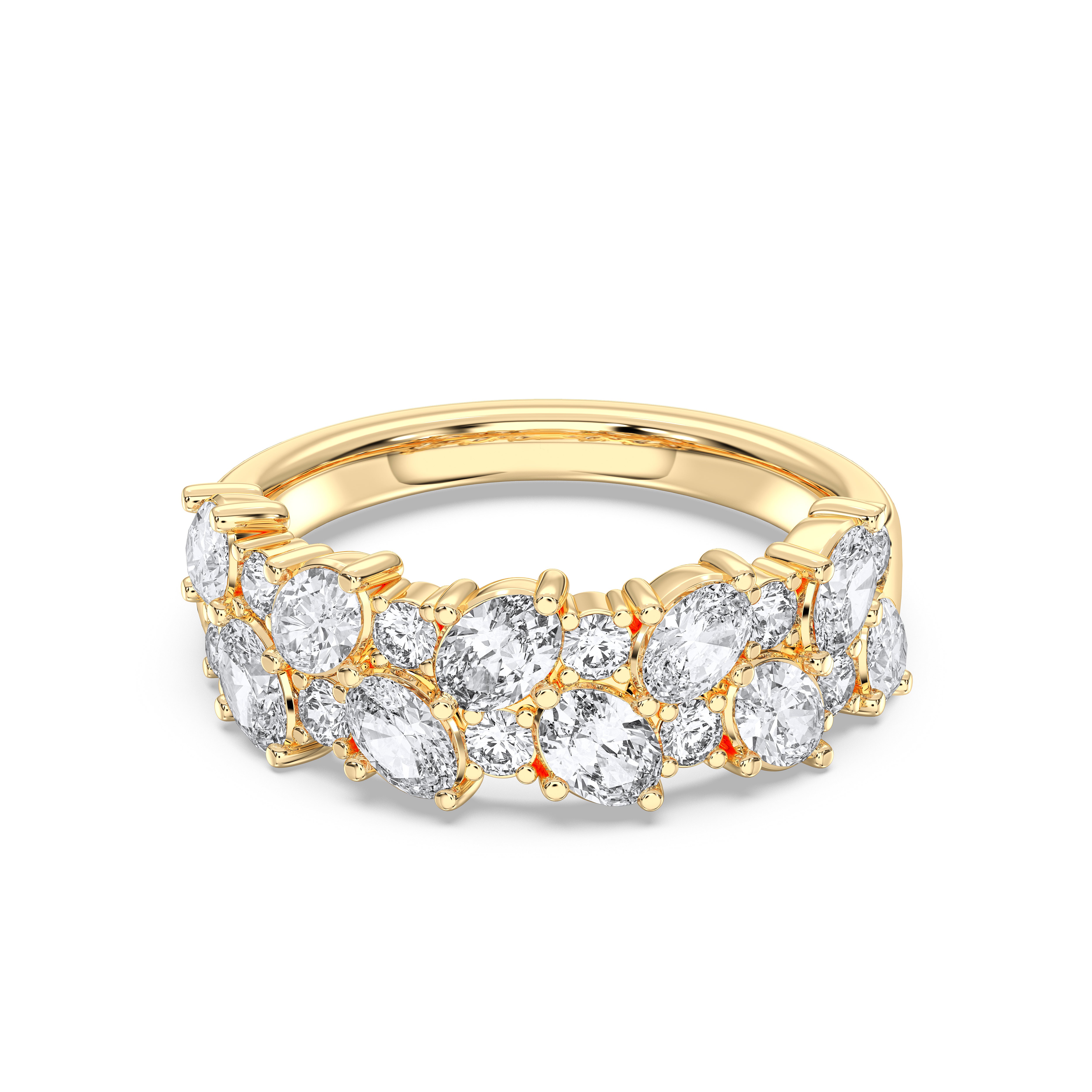 0.050 Carat Oval & Round Cut Lab Grown Diamond Half Eternity Wedding Ring in Solid Gold