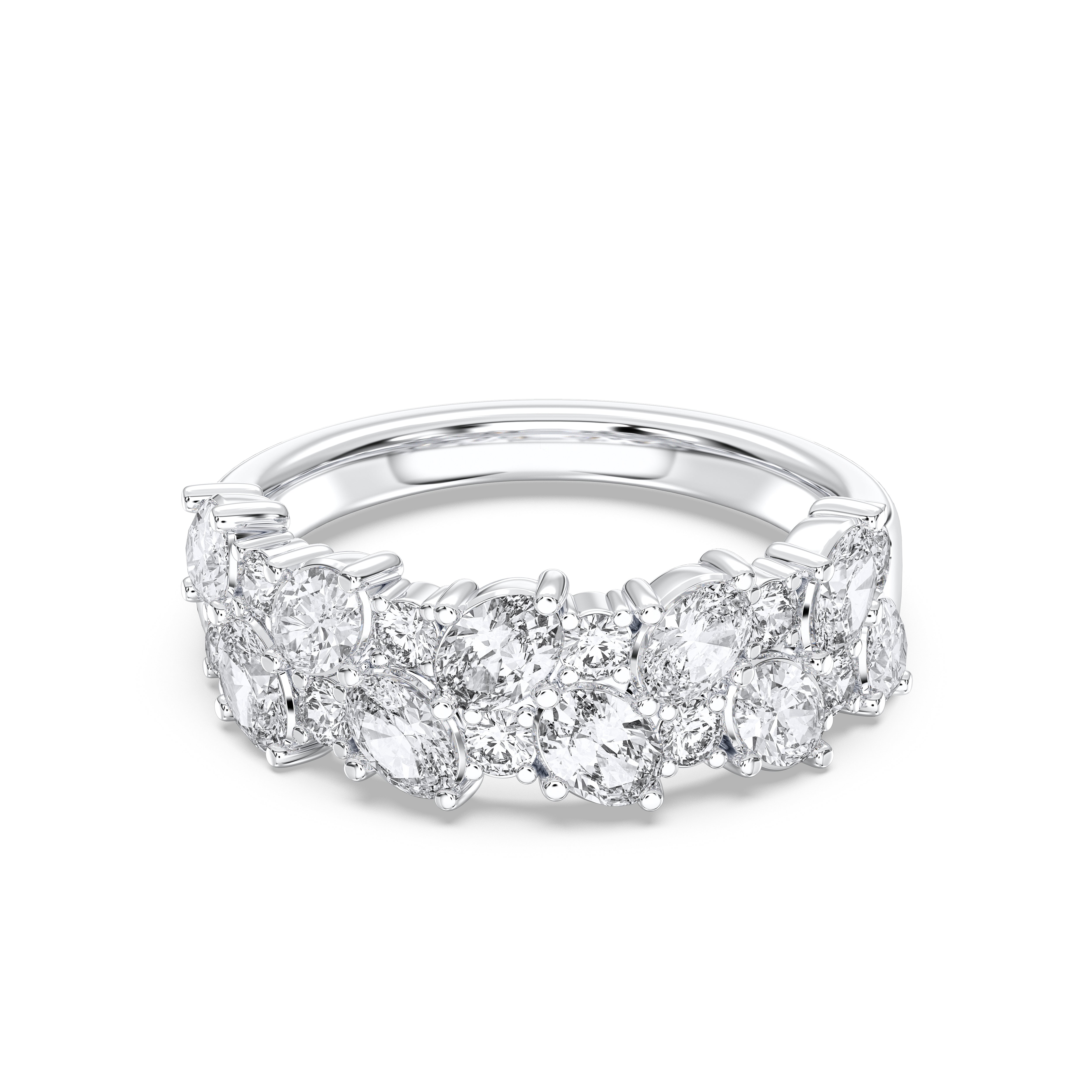 0.050 Carat Oval & Round Cut Lab Grown Diamond Half Eternity Wedding Ring in Solid Gold