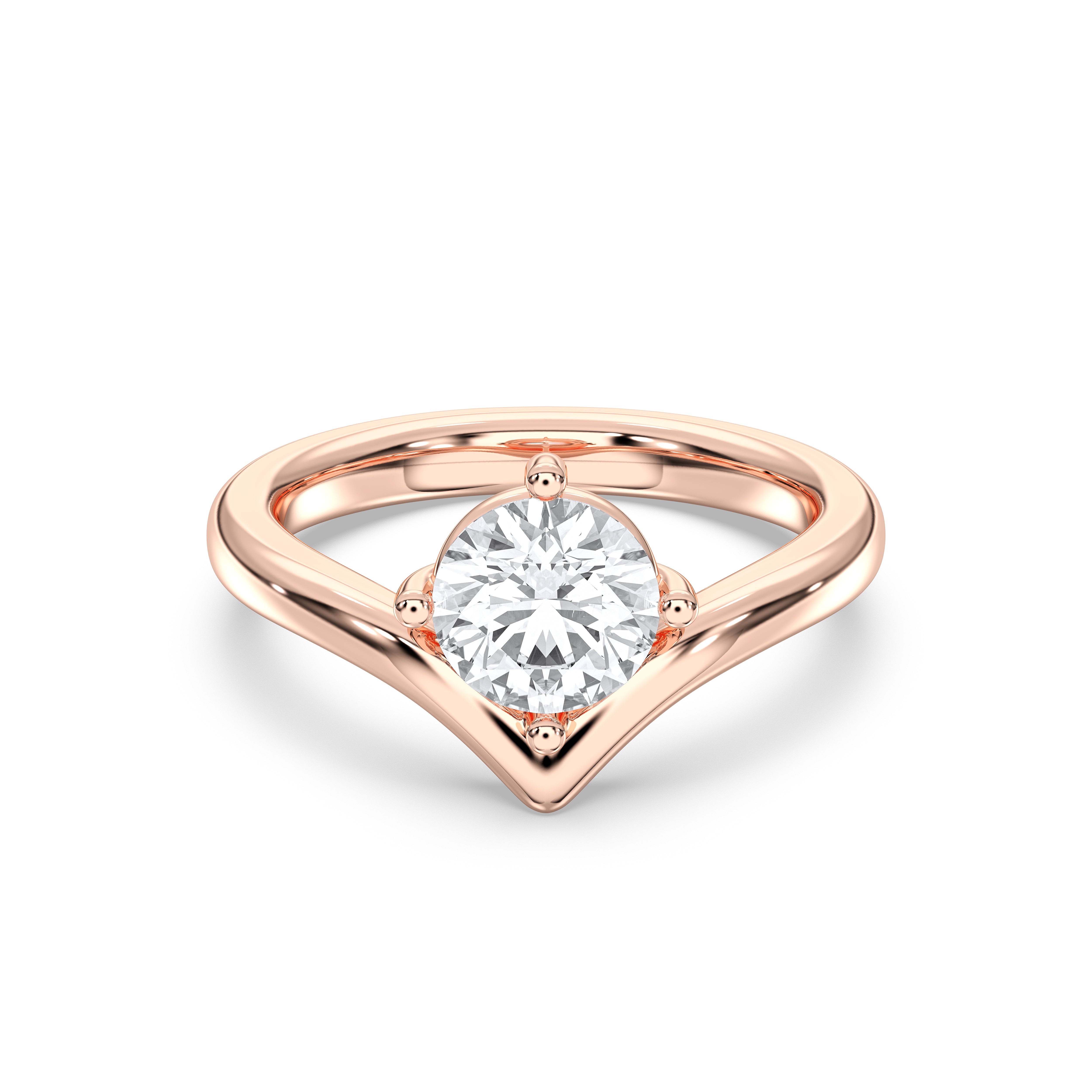 1.50 Carat Round Cut Lab Grown Diamond Prong Set Engagement Ring In Solid Gold