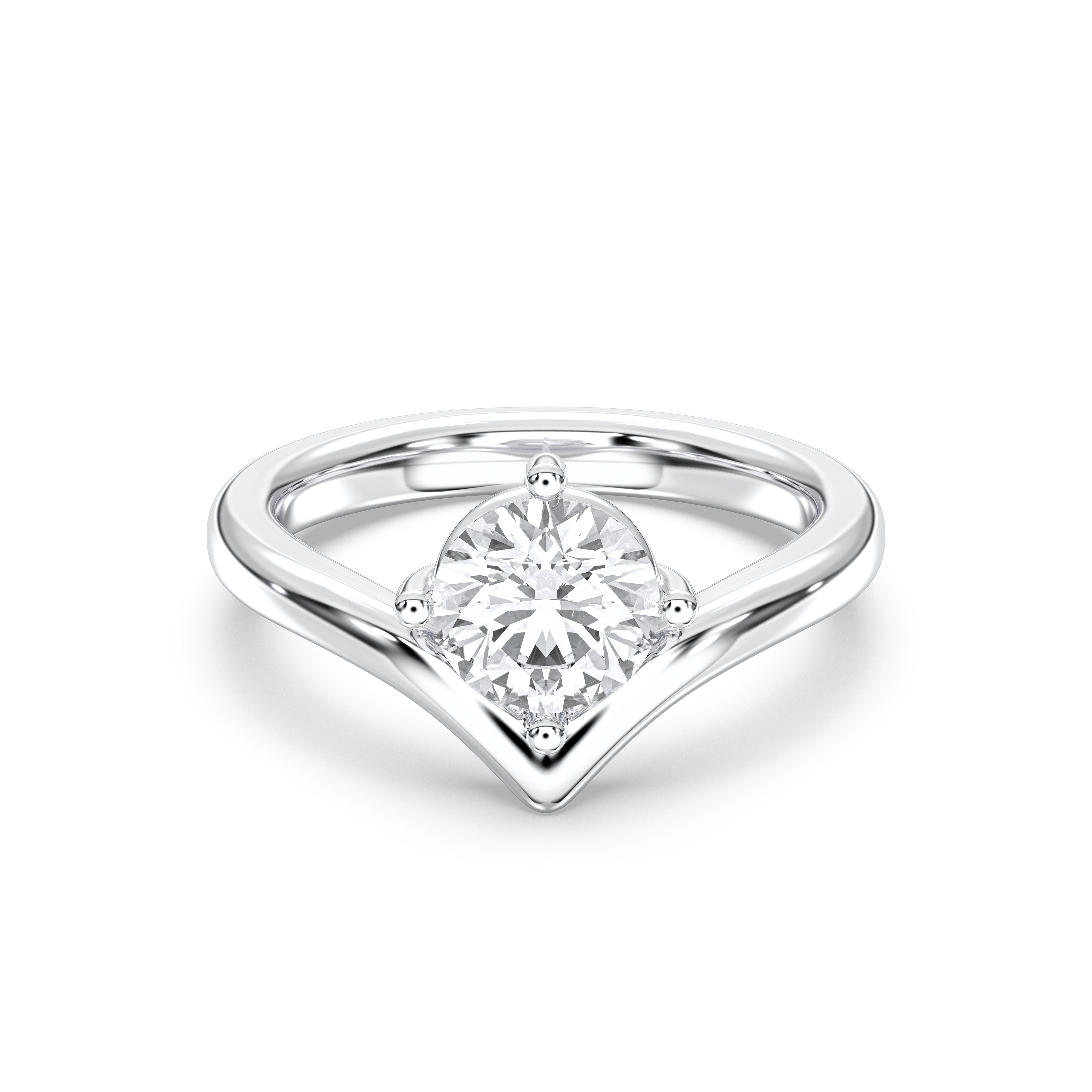 1.50 Carat Round Cut Lab Grown Diamond Prong Set Engagement Ring In Solid Gold