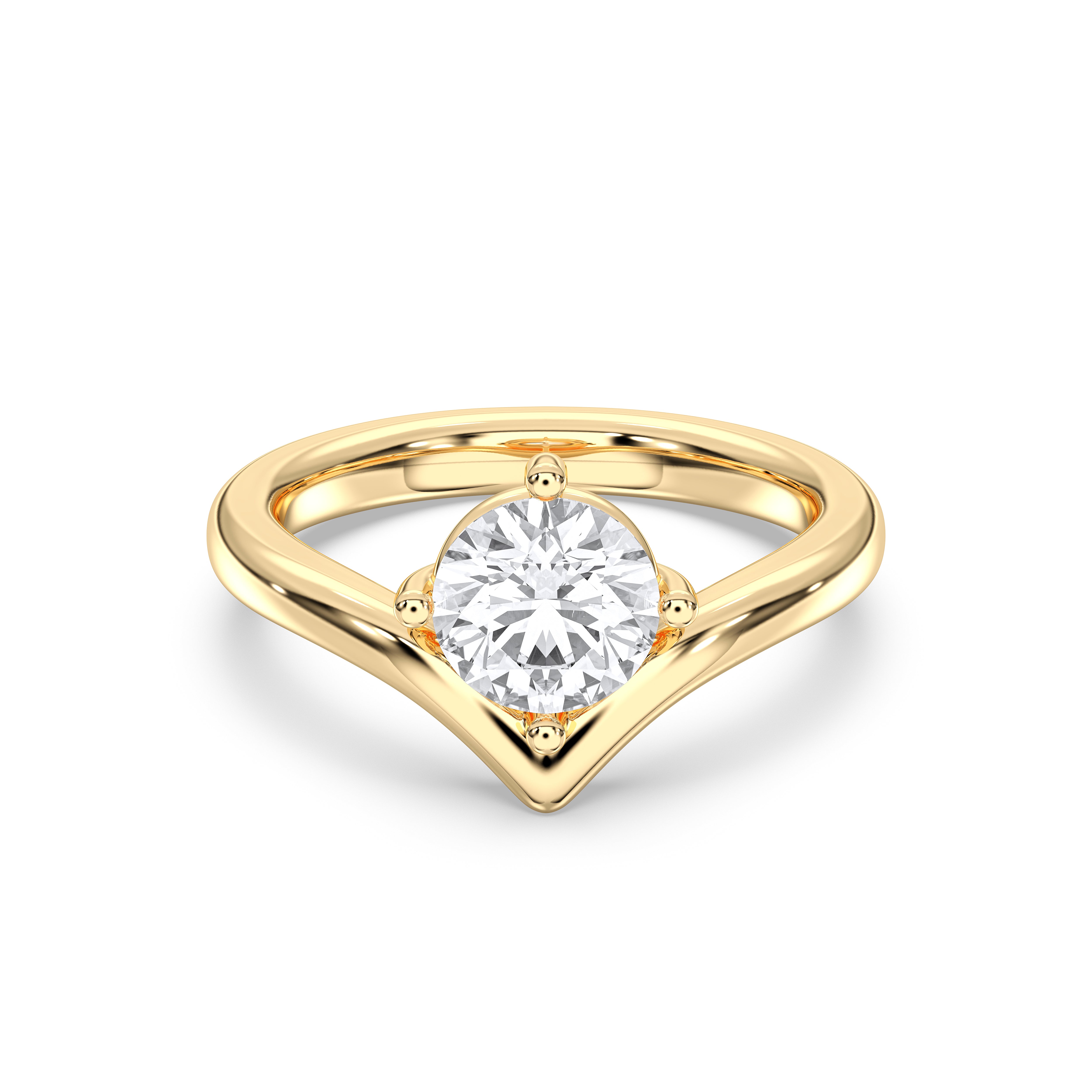 1.50 Carat Round Cut Lab Grown Diamond Prong Set Engagement Ring In Solid Gold