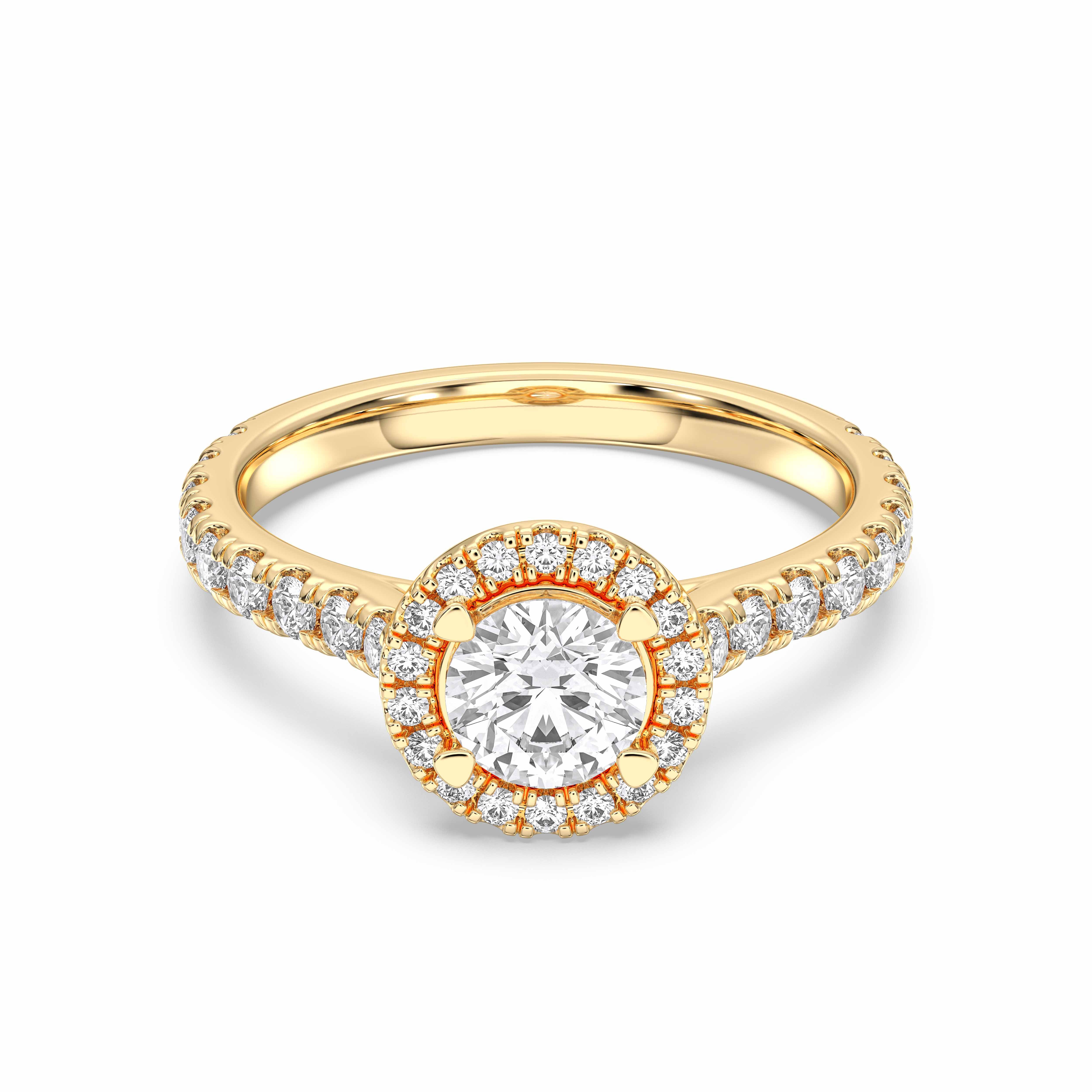 1.40 Carat Round Cut Lab Grown Diamond Halo Engagement Ring in Solid Gold
