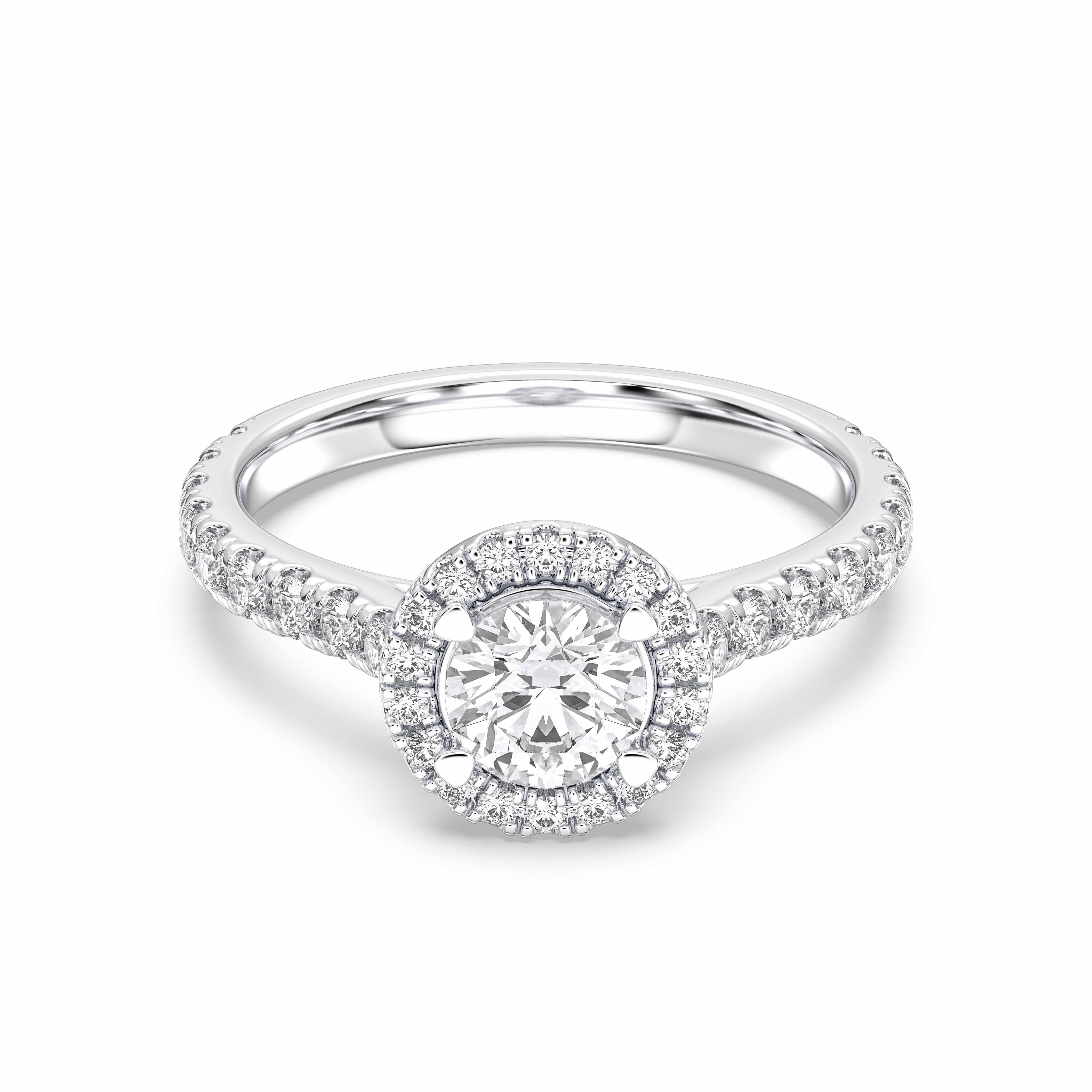 1.40 Carat Round Cut Lab Grown Diamond Halo Engagement Ring in Solid Gold