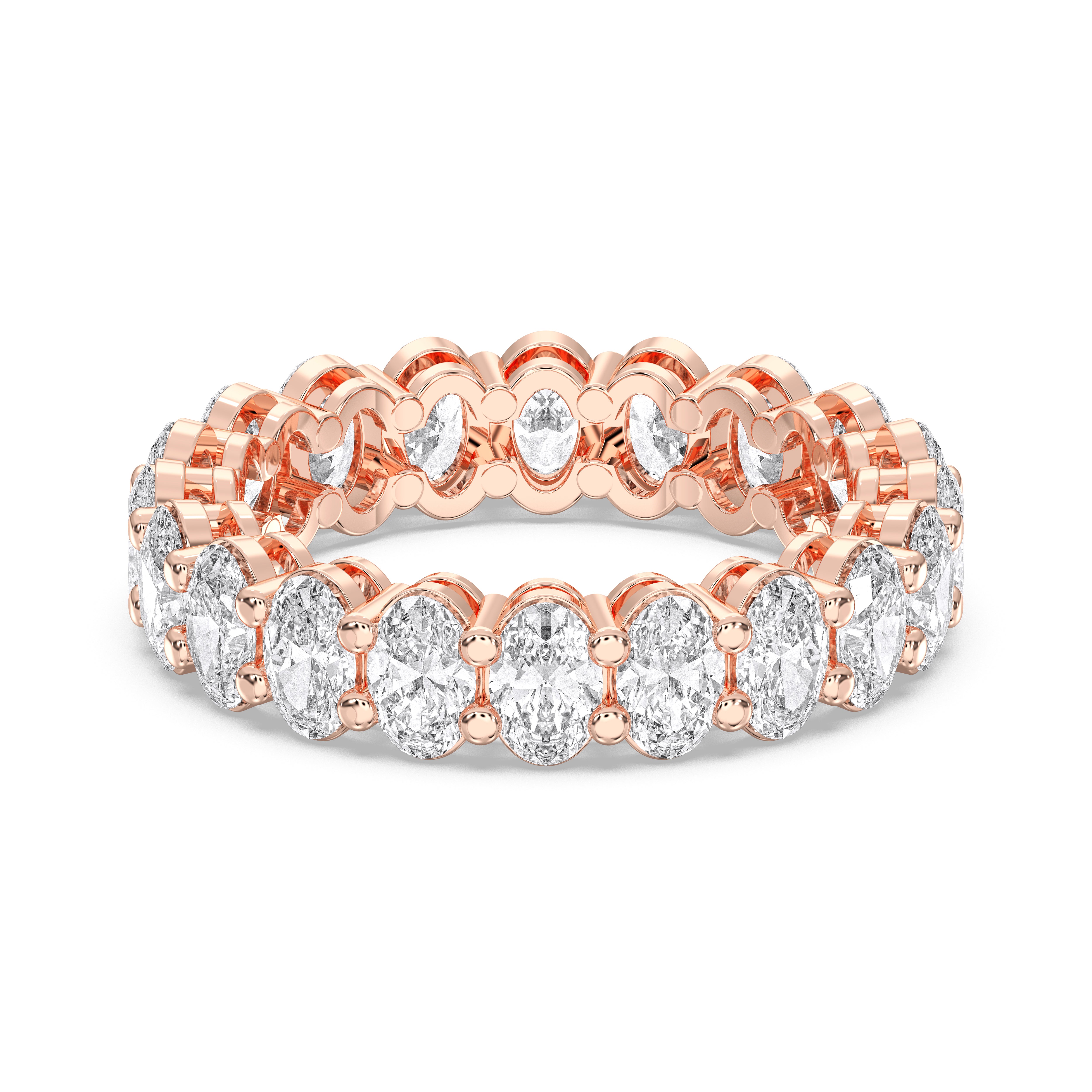 4.10 Carat Oval Cut Lab Grown Diamond Eternity Wedding Band in Solid Gold