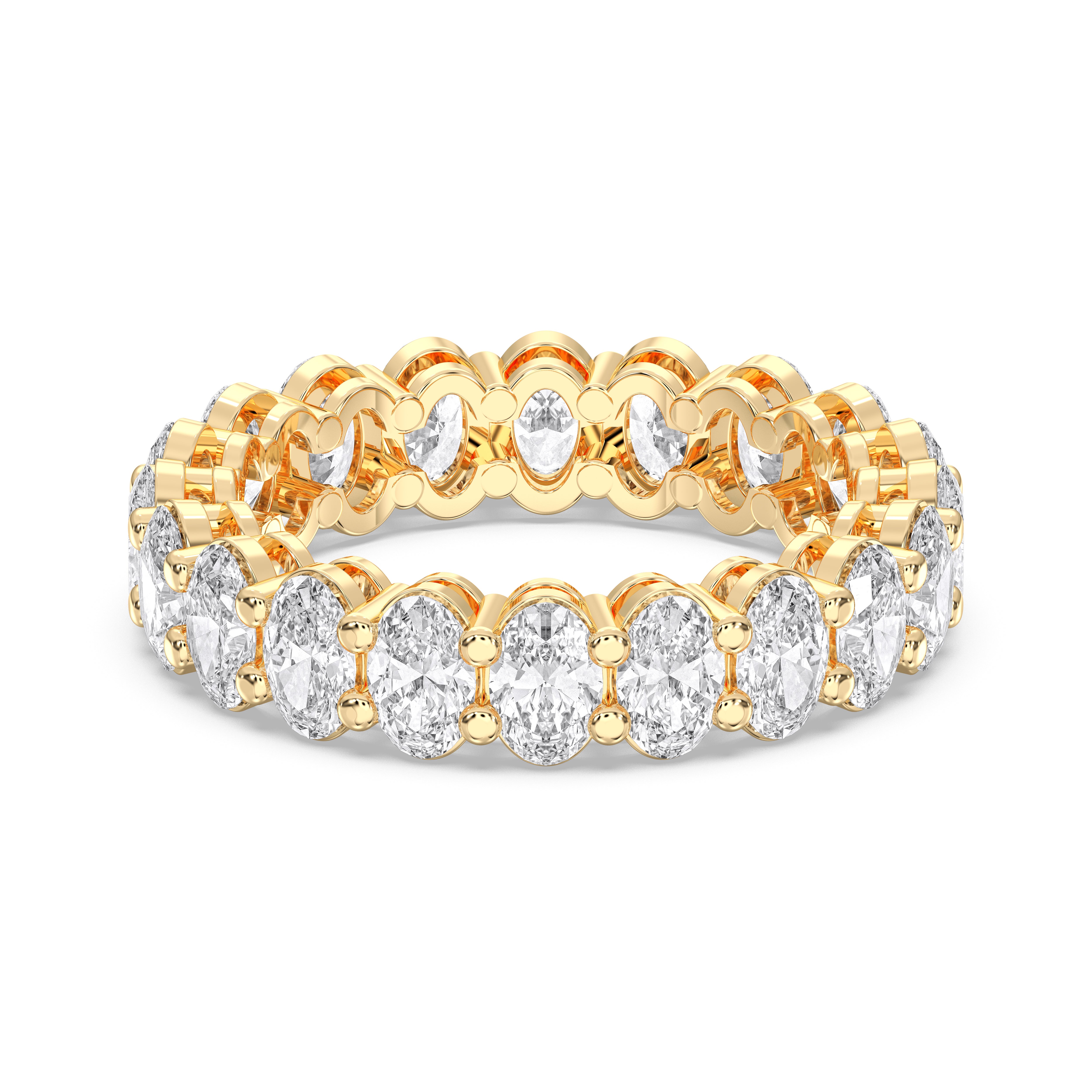 4.10 Carat Oval Cut Lab Grown Diamond Eternity Wedding Band in Solid Gold