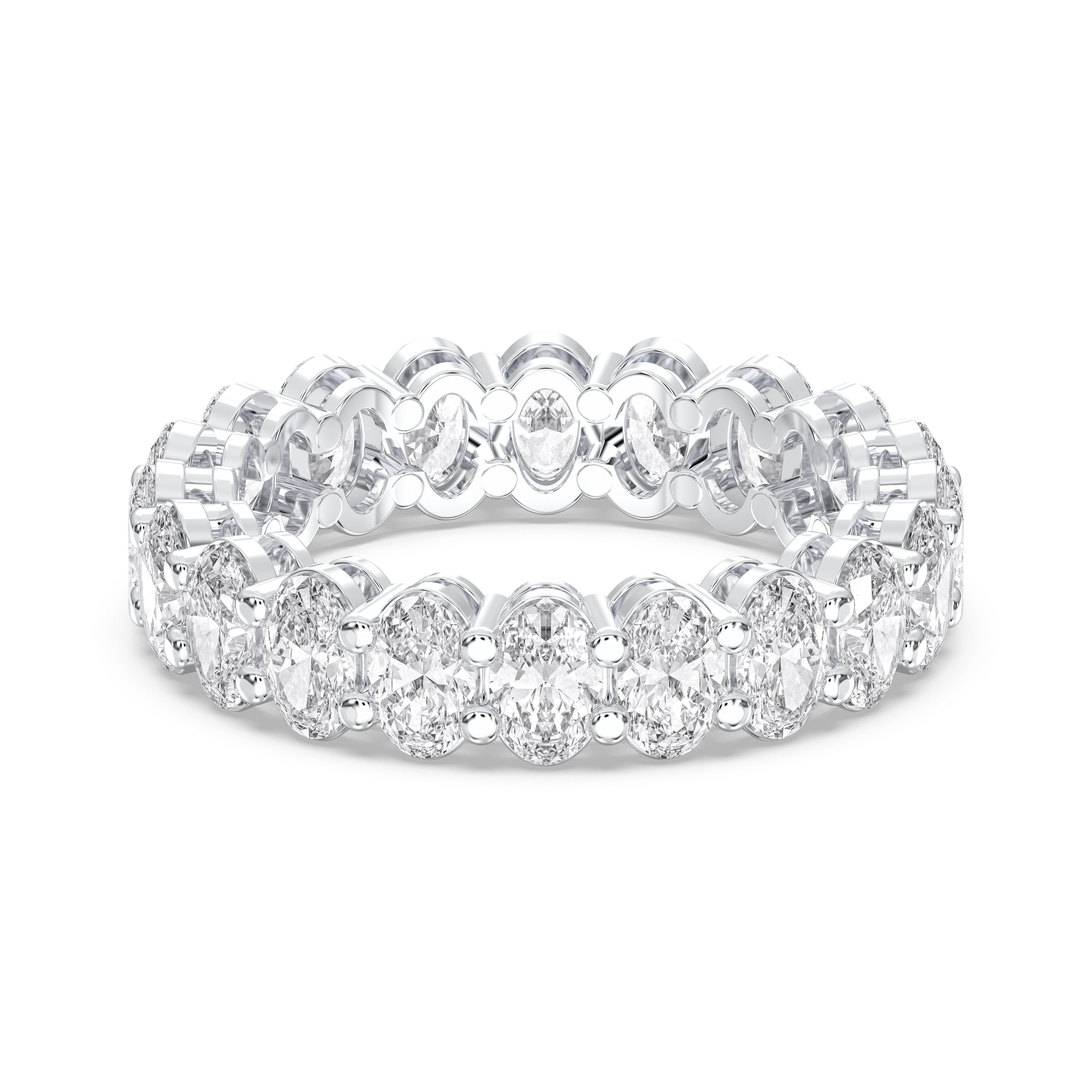 4.10 Carat Oval Cut Lab Grown Diamond Eternity Wedding Band in Solid Gold