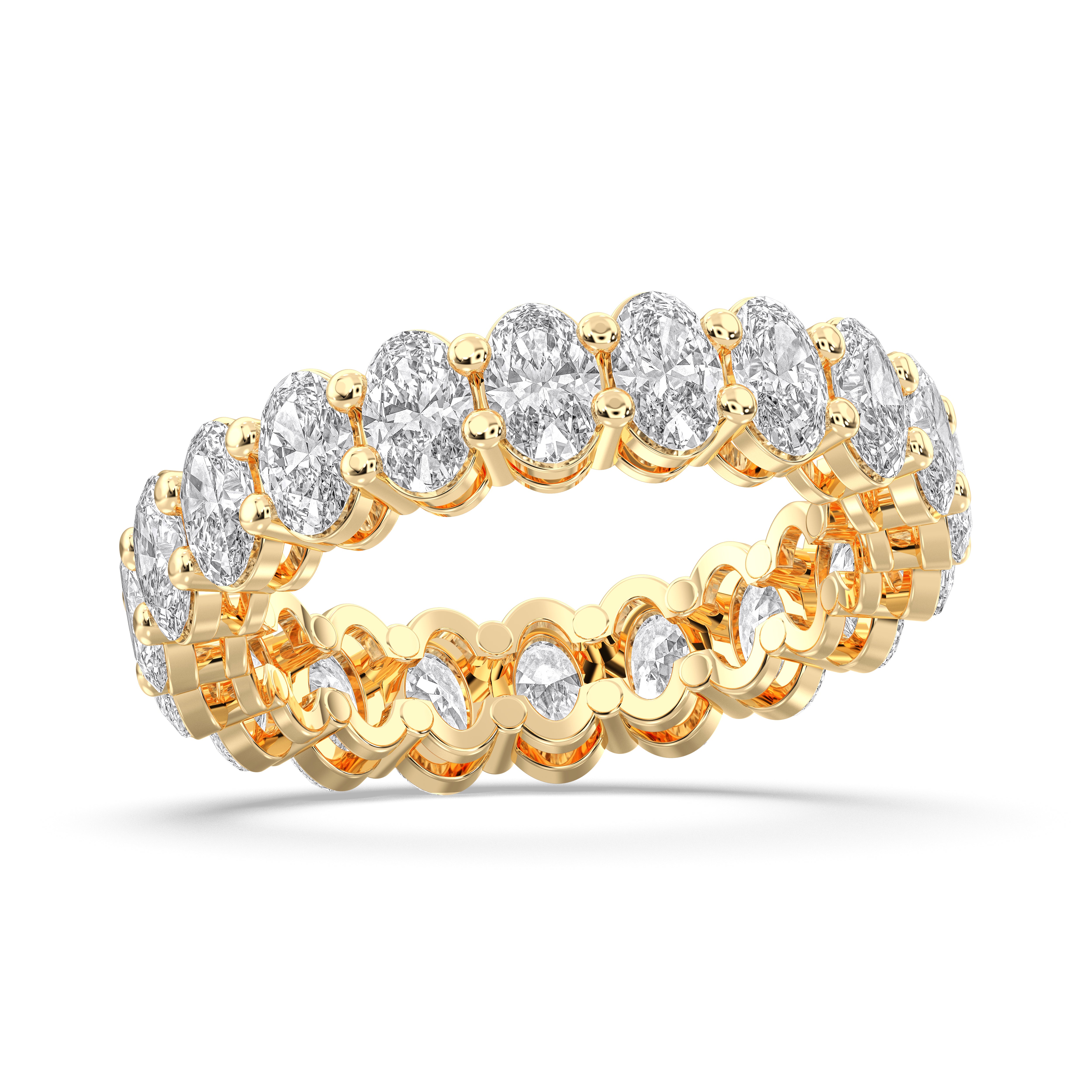 4.10 Carat Oval Cut Lab Grown Diamond Eternity Wedding Band in Solid Gold