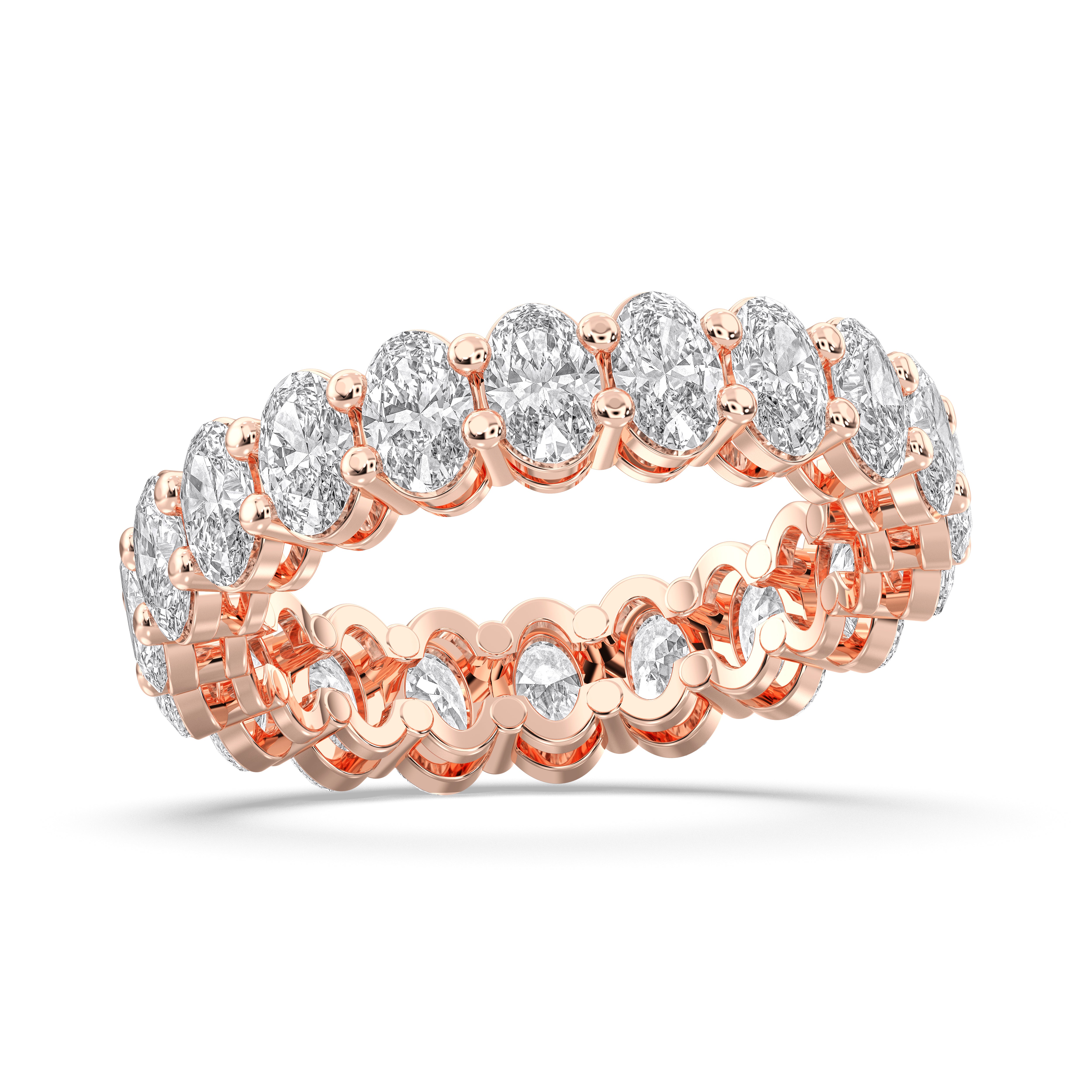 4.10 Carat Oval Cut Lab Grown Diamond Eternity Wedding Band in Solid Gold