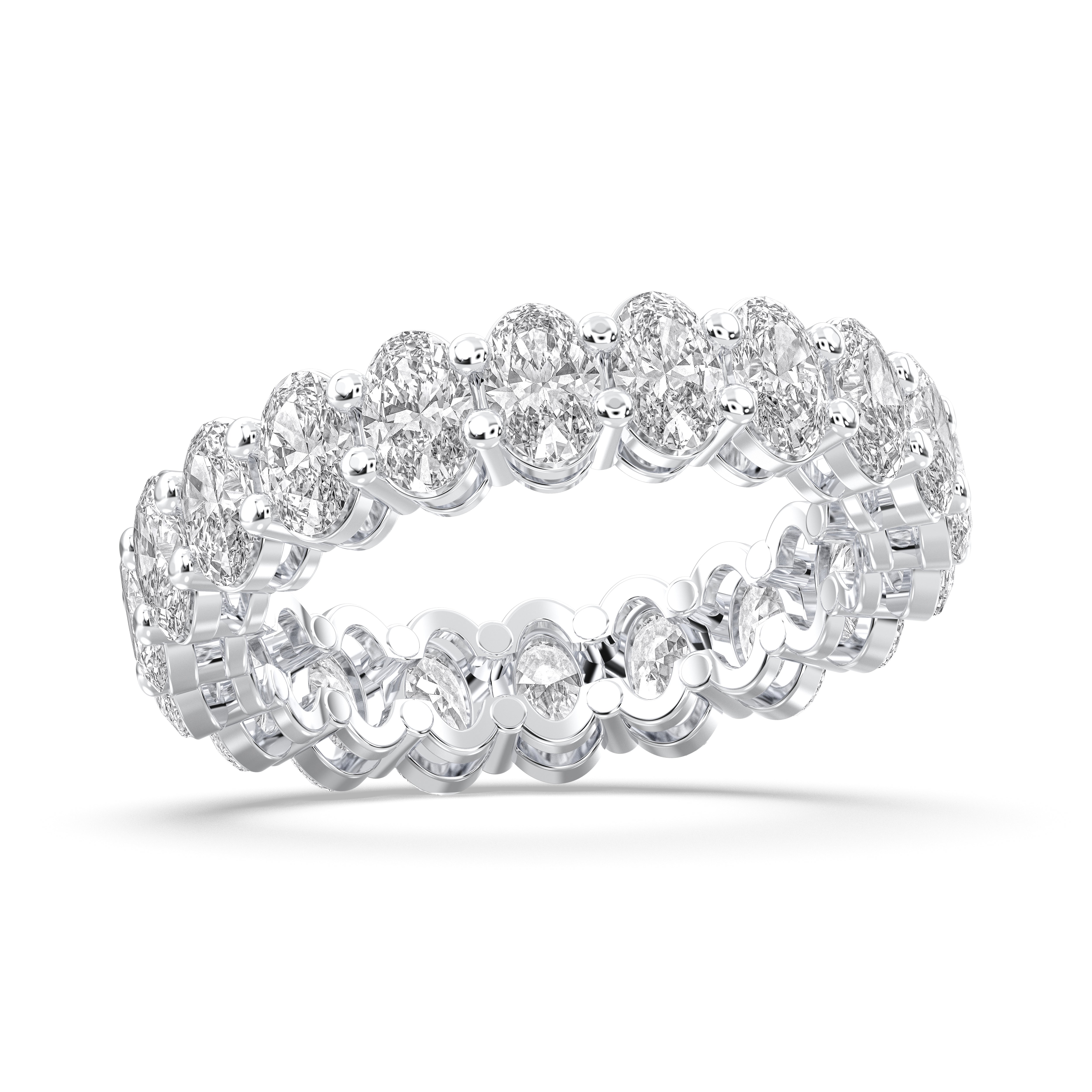 4.10 Carat Oval Cut Lab Grown Diamond Eternity Wedding Band in Solid Gold