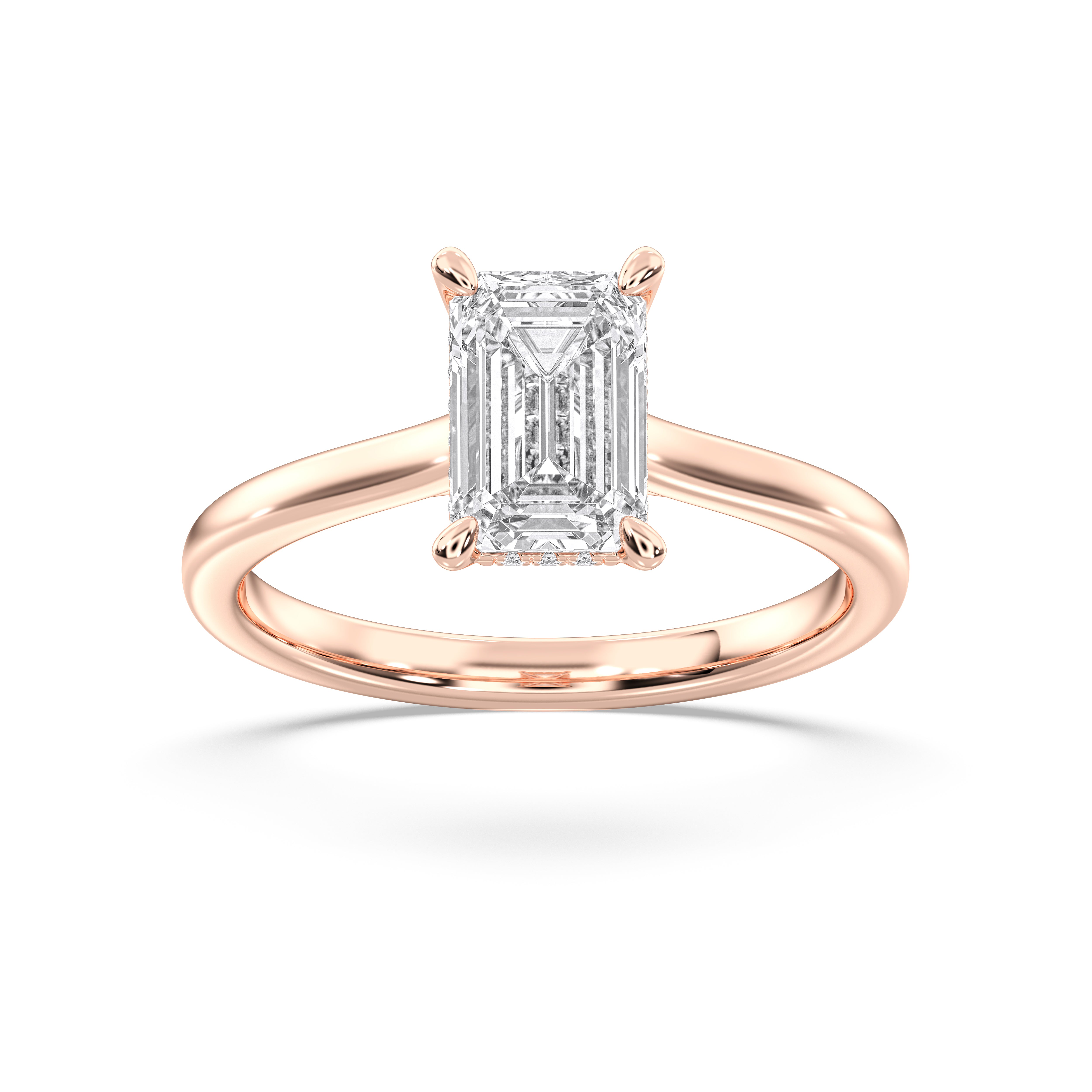Emerald & Round Cut 2.13 Carat Lab Grown Diamond Prong Set Solitaire Ring in Solid Gold for Her