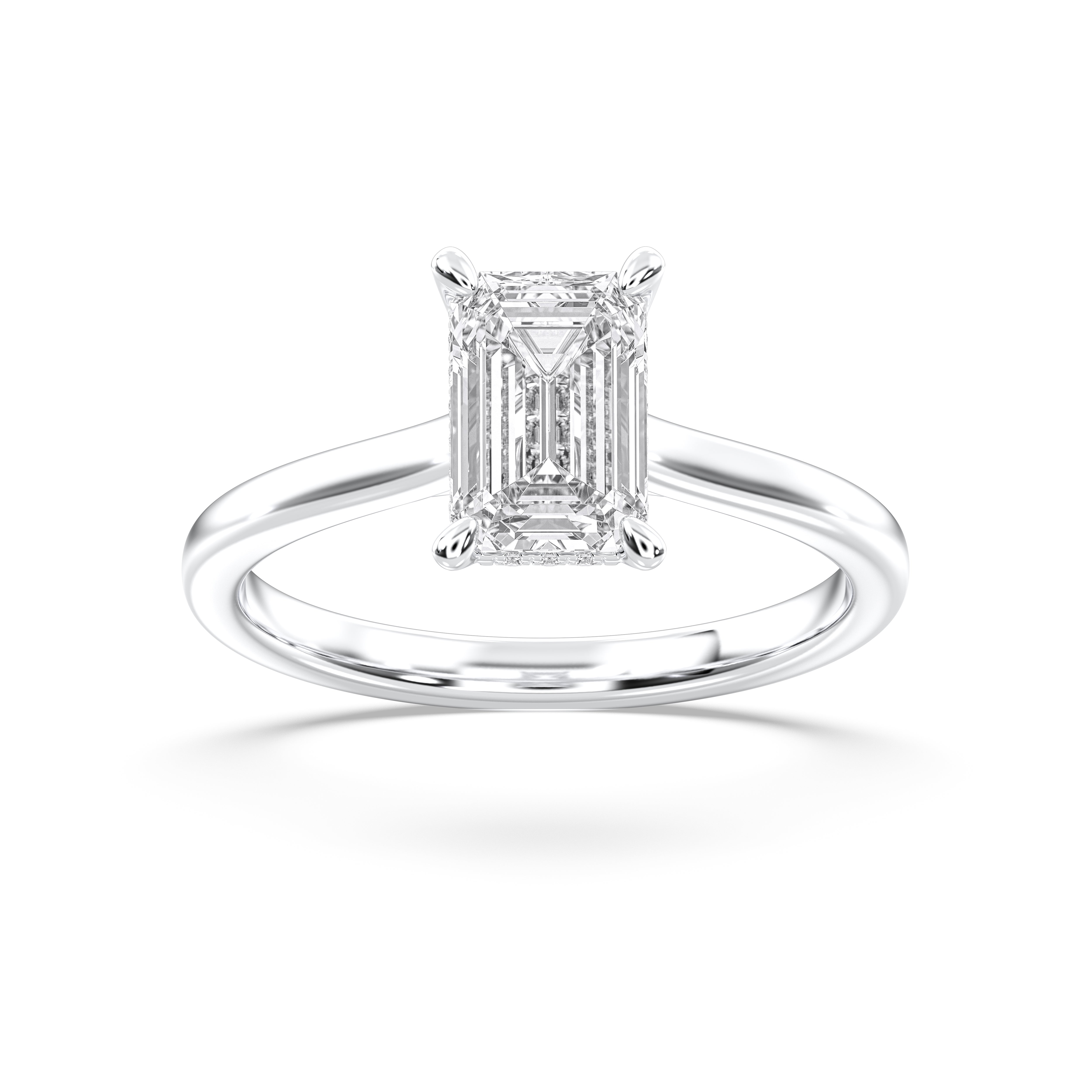 Emerald & Round Cut 2.13 Carat Lab Grown Diamond Prong Set Solitaire Ring in Solid Gold for Her