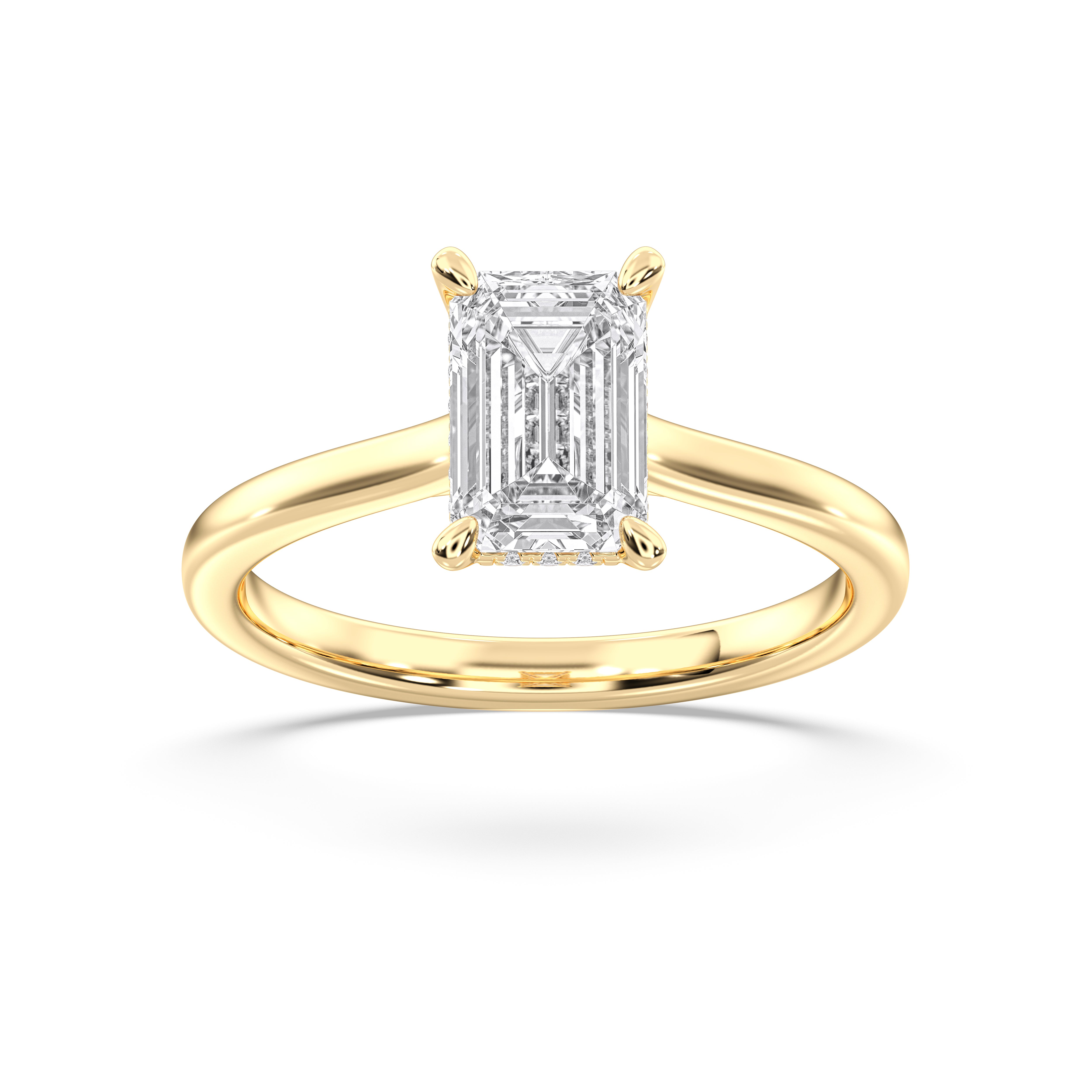 Emerald & Round Cut 2.13 Carat Lab Grown Diamond Prong Set Solitaire Ring in Solid Gold for Her