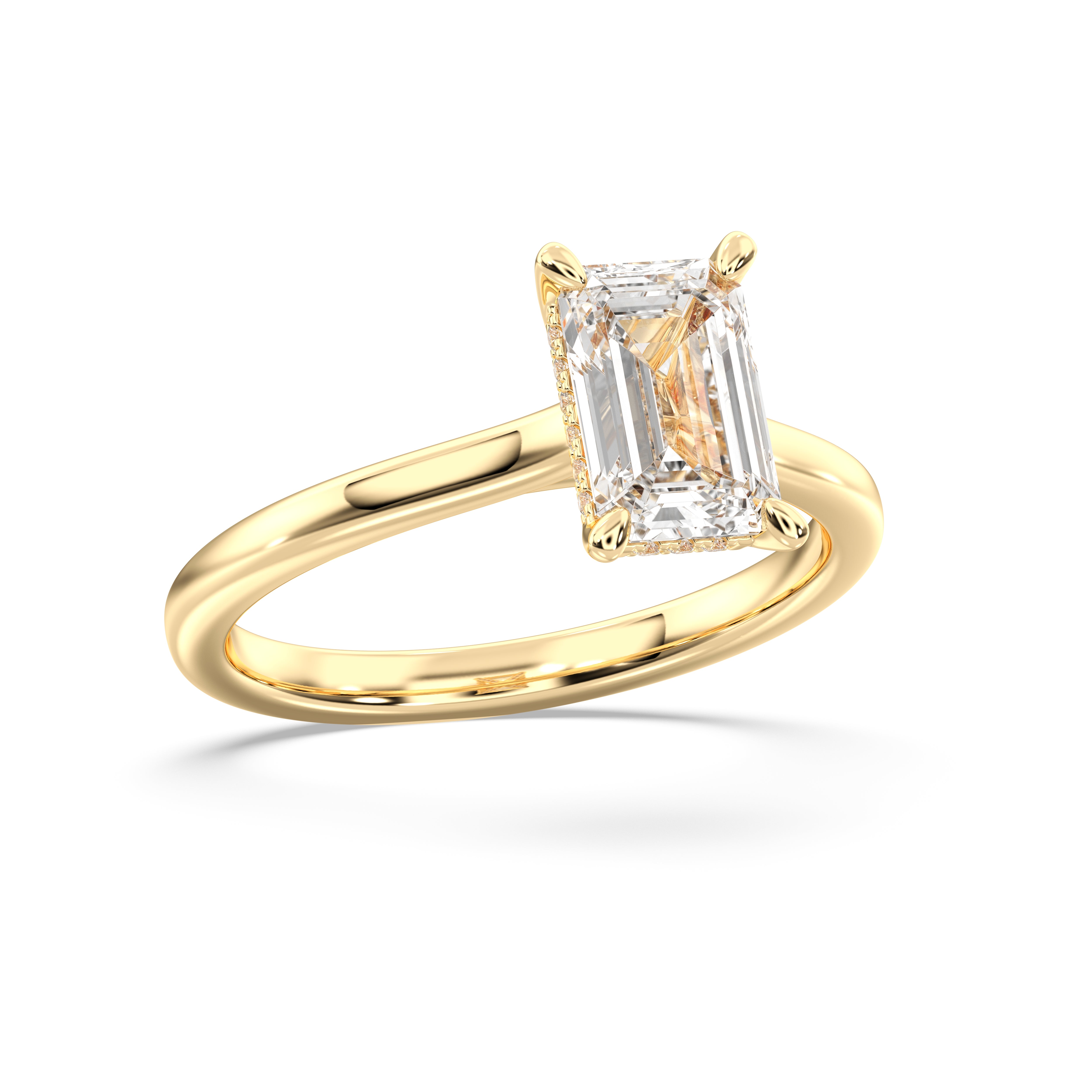 Emerald & Round Cut 2.13 Carat Lab Grown Diamond Prong Set Solitaire Ring in Solid Gold for Her