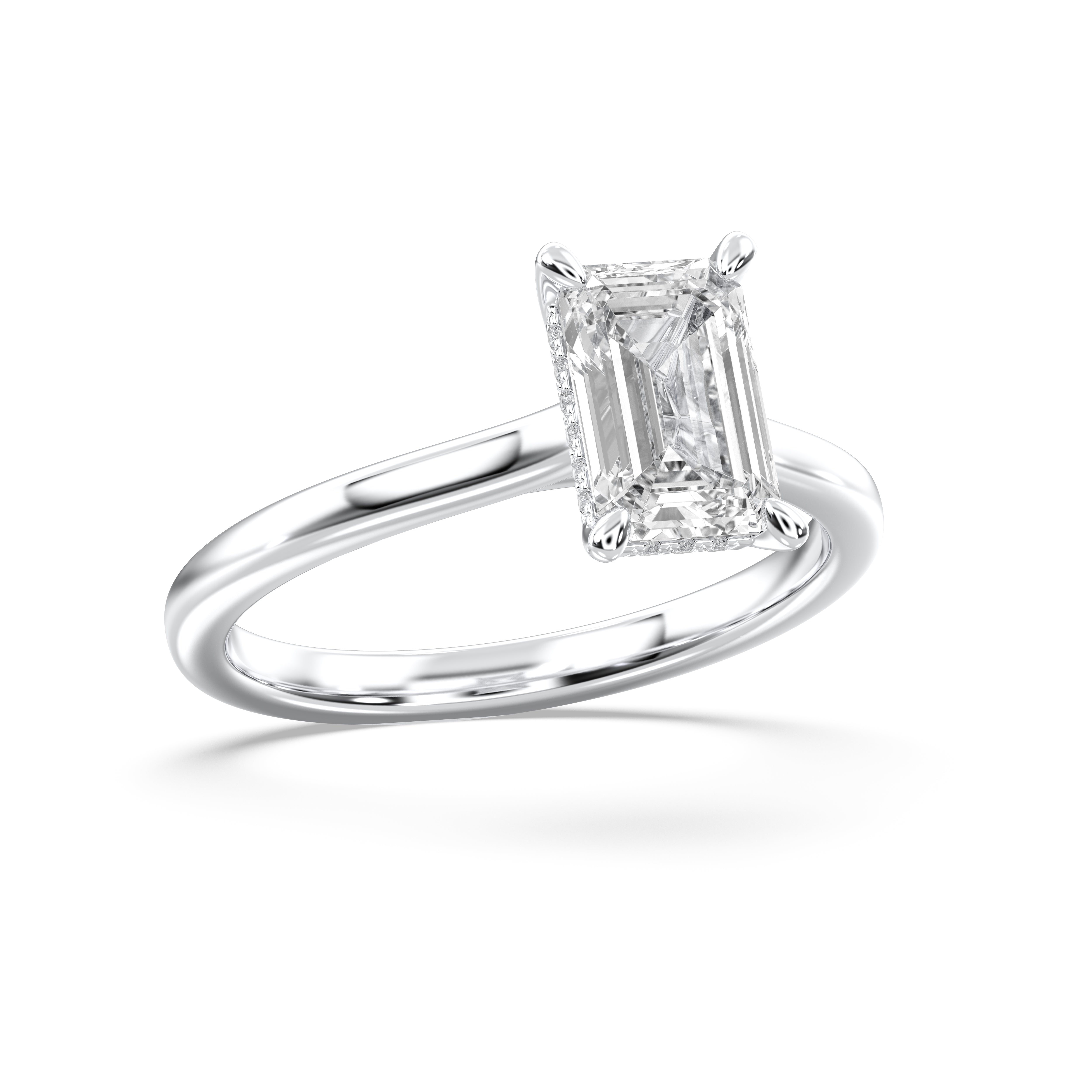 Emerald & Round Cut 2.13 Carat Lab Grown Diamond Prong Set Solitaire Ring in Solid Gold for Her