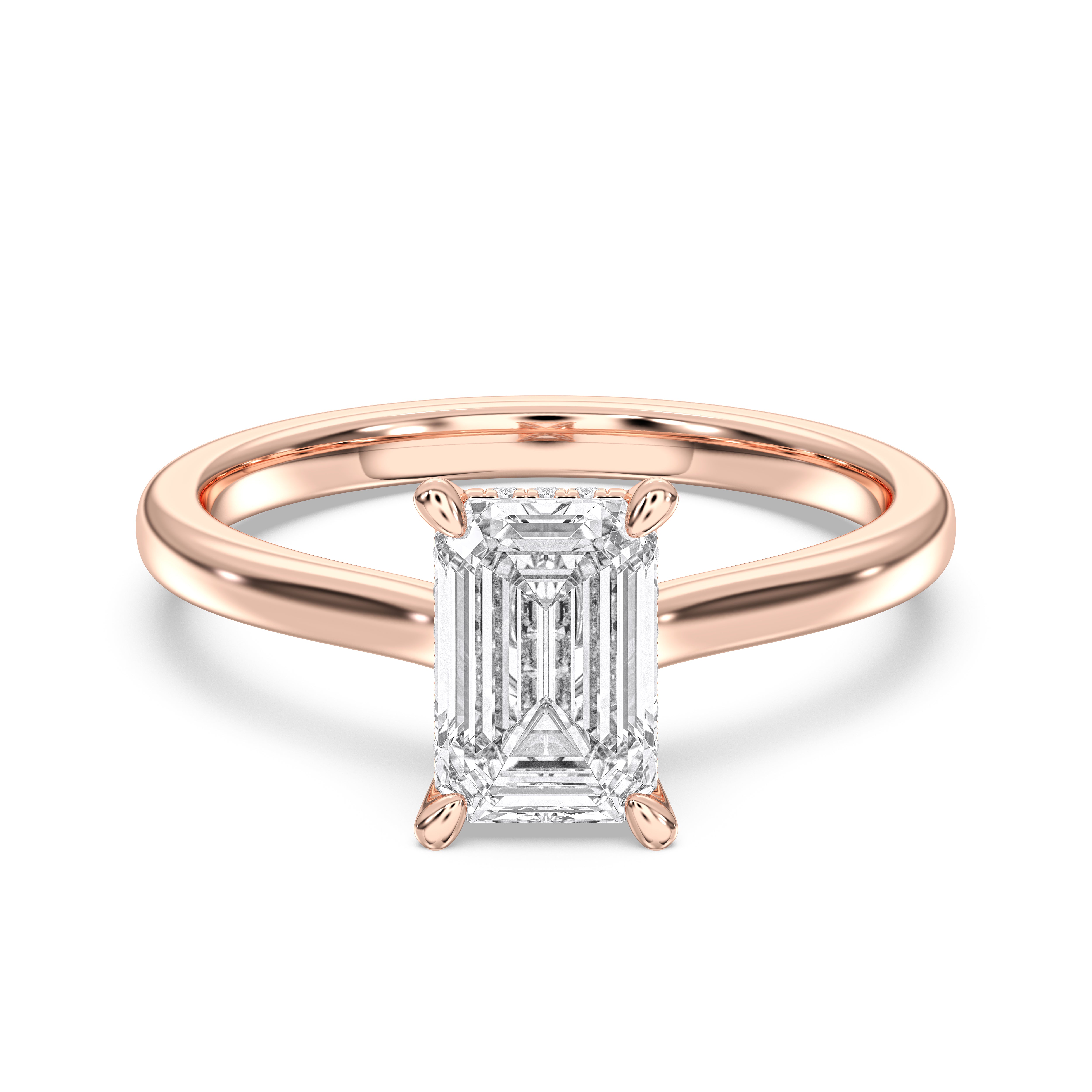 Emerald & Round Cut 2.13 Carat Lab Grown Diamond Prong Set Solitaire Ring in Solid Gold for Her