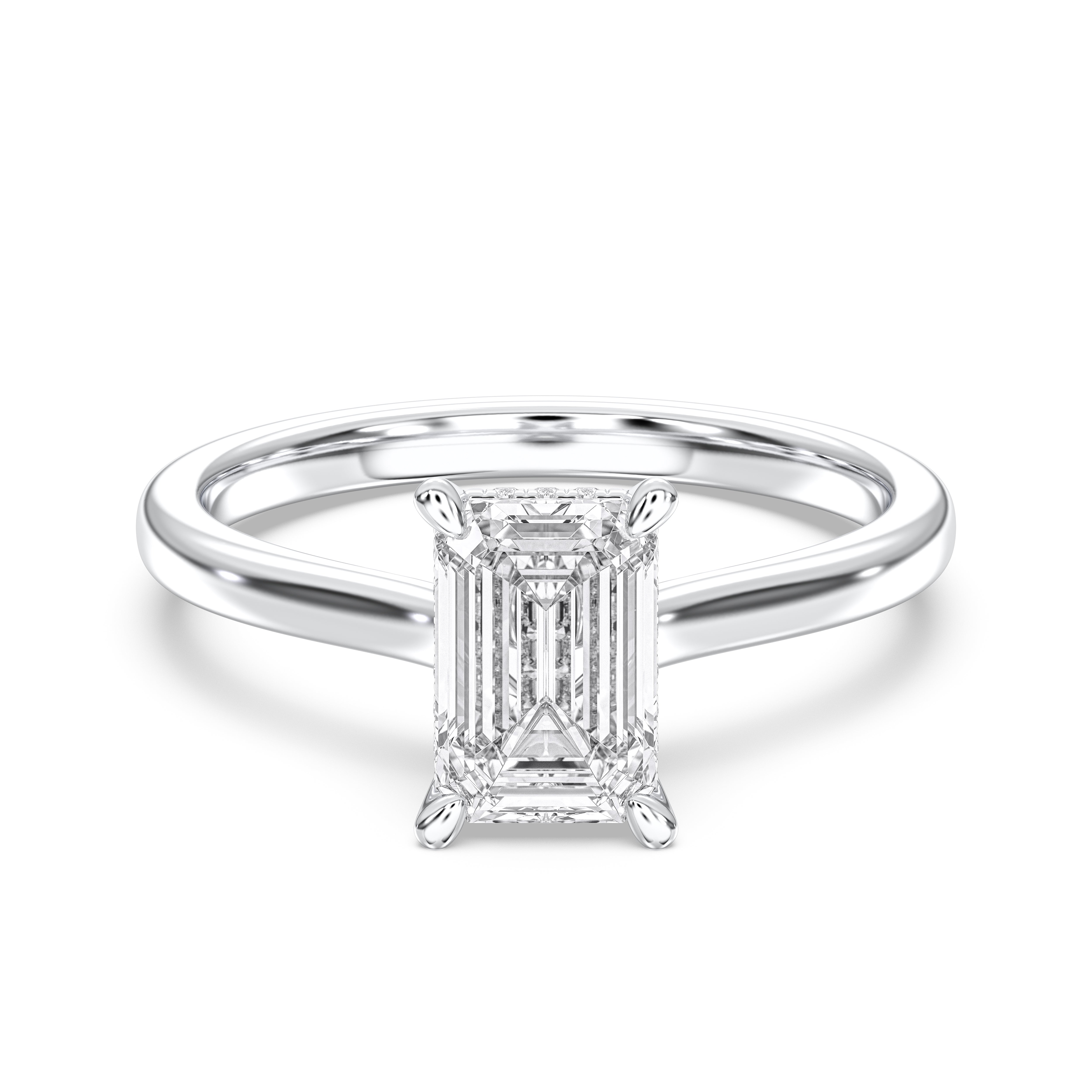 Emerald & Round Cut 2.13 Carat Lab Grown Diamond Prong Set Solitaire Ring in Solid Gold for Her