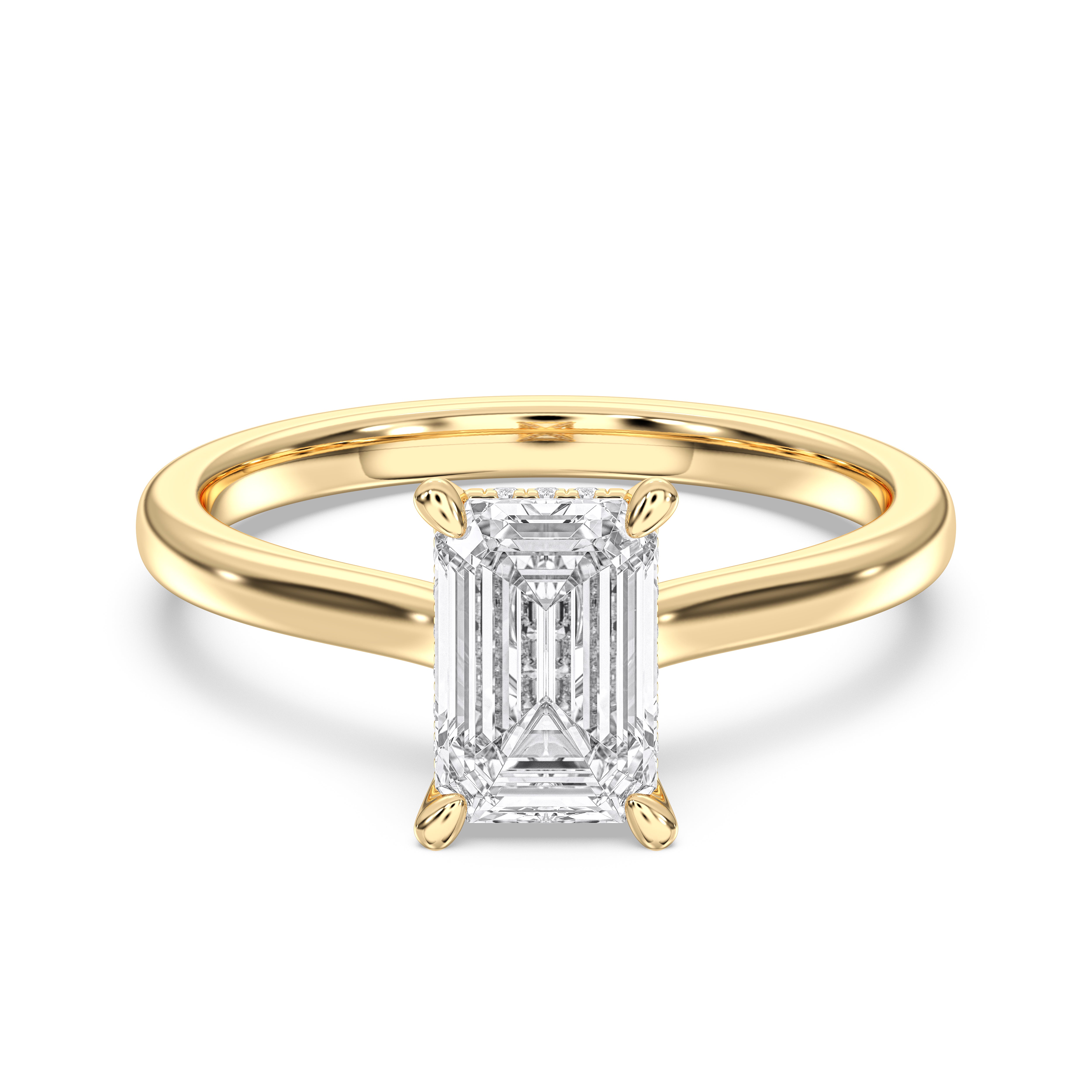 Emerald & Round Cut 2.13 Carat Lab Grown Diamond Prong Set Solitaire Ring in Solid Gold for Her