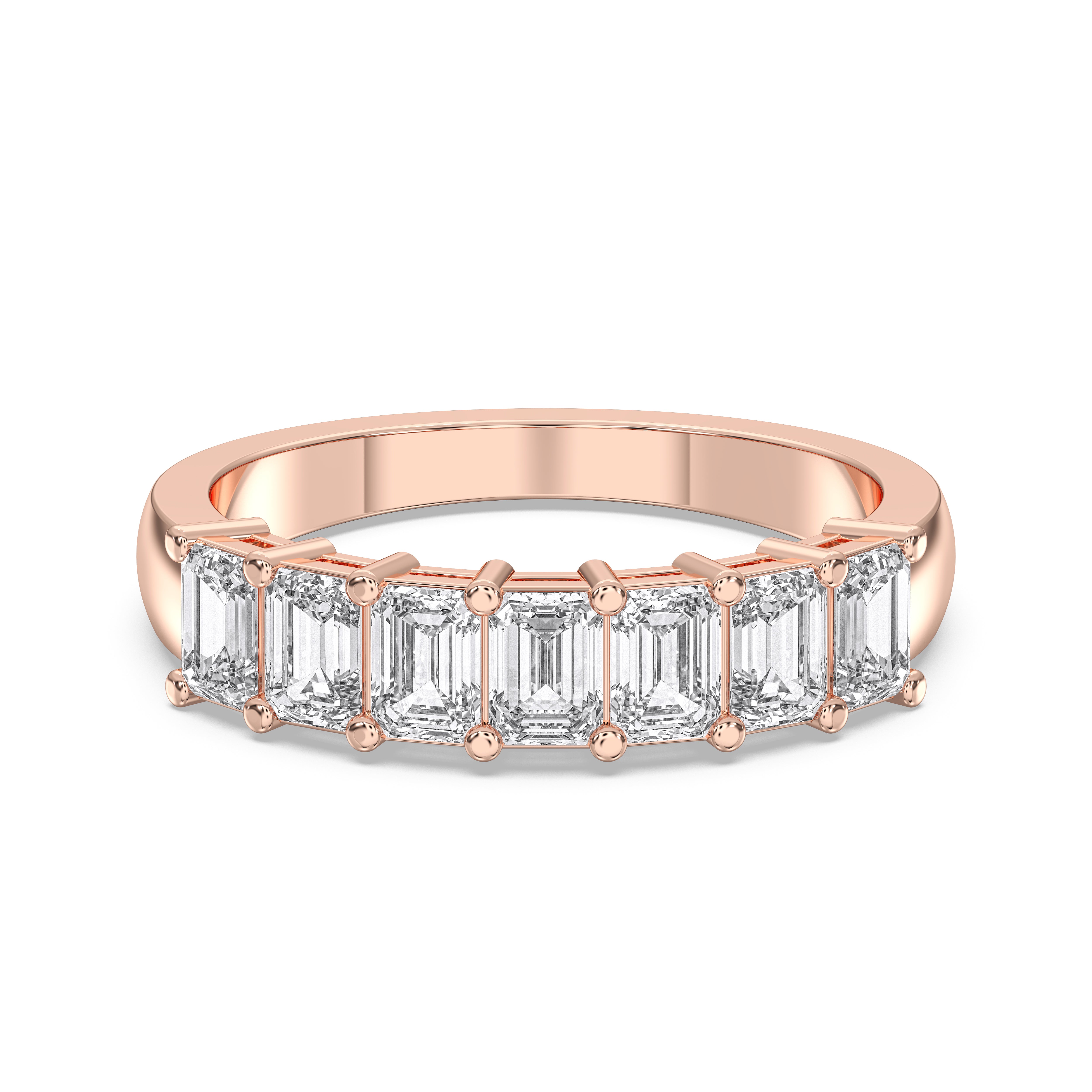 Radiant Cut 1.50 Carat Lab Grown Diamond Prong Set Wedding Band in Solid Gold for Her