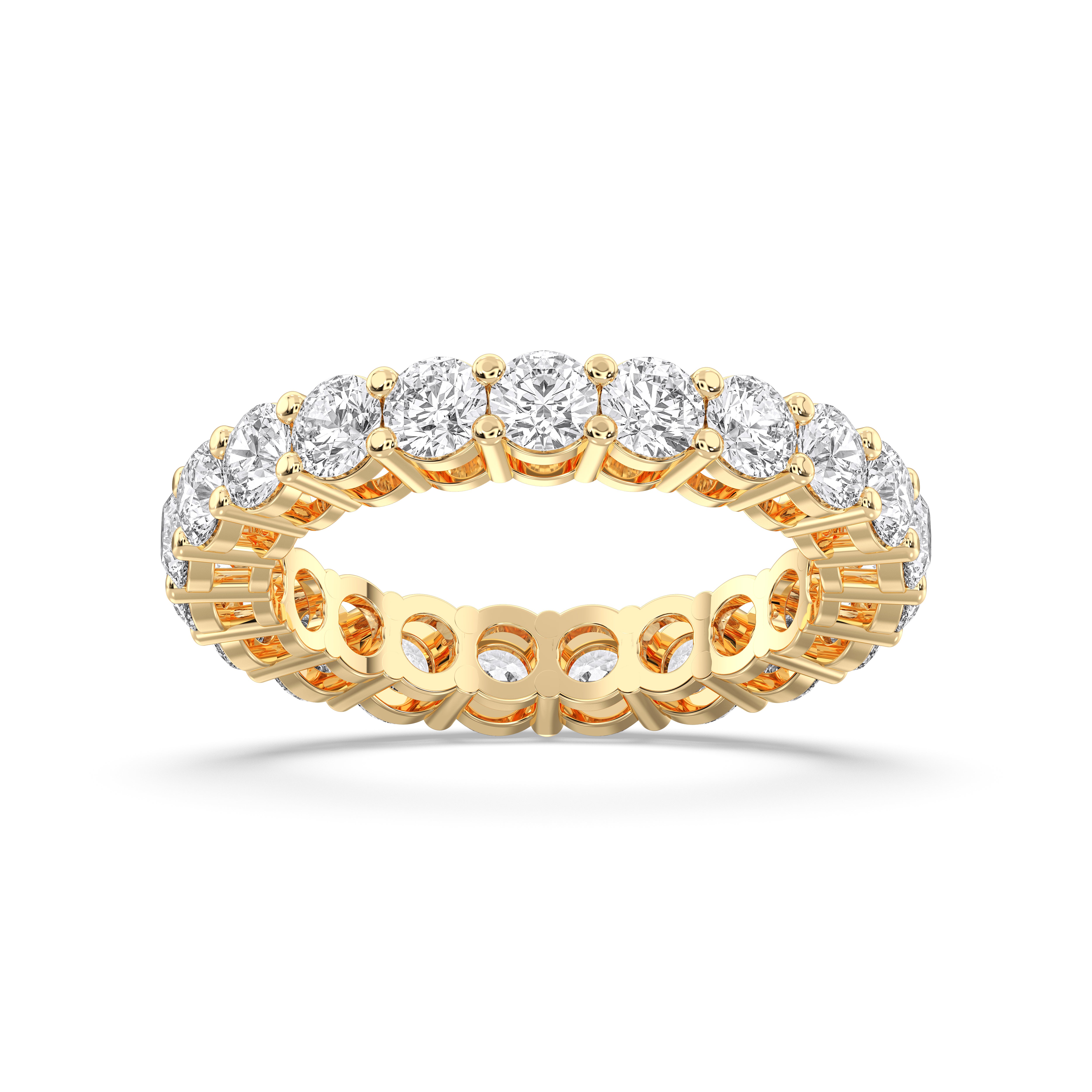 Round Cut 3 Carat Lab Grown Diamond Eternity Wedding Band in Solid Gold for Women